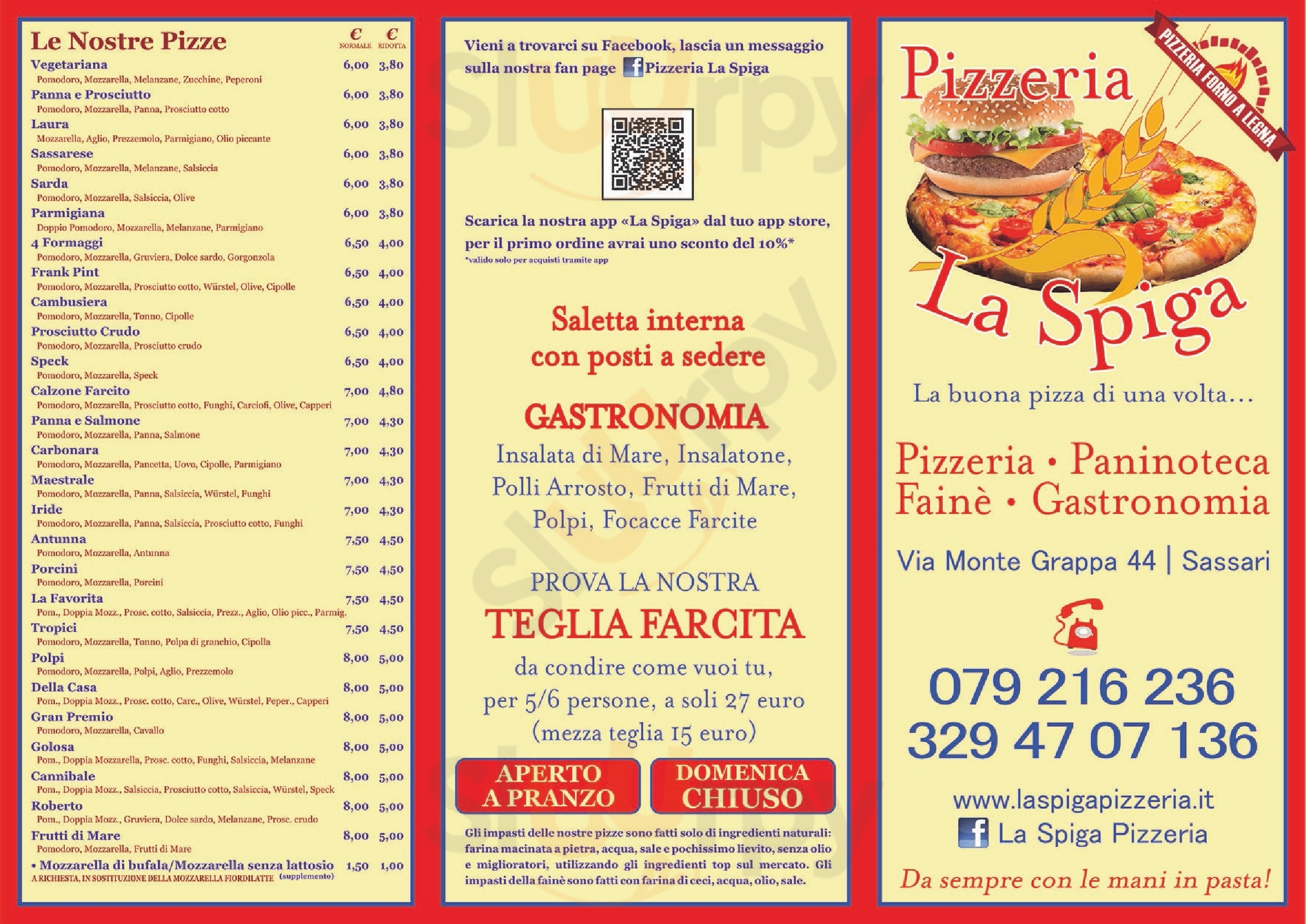 Pizzeria La Spiga Sassari menù 1 pagina