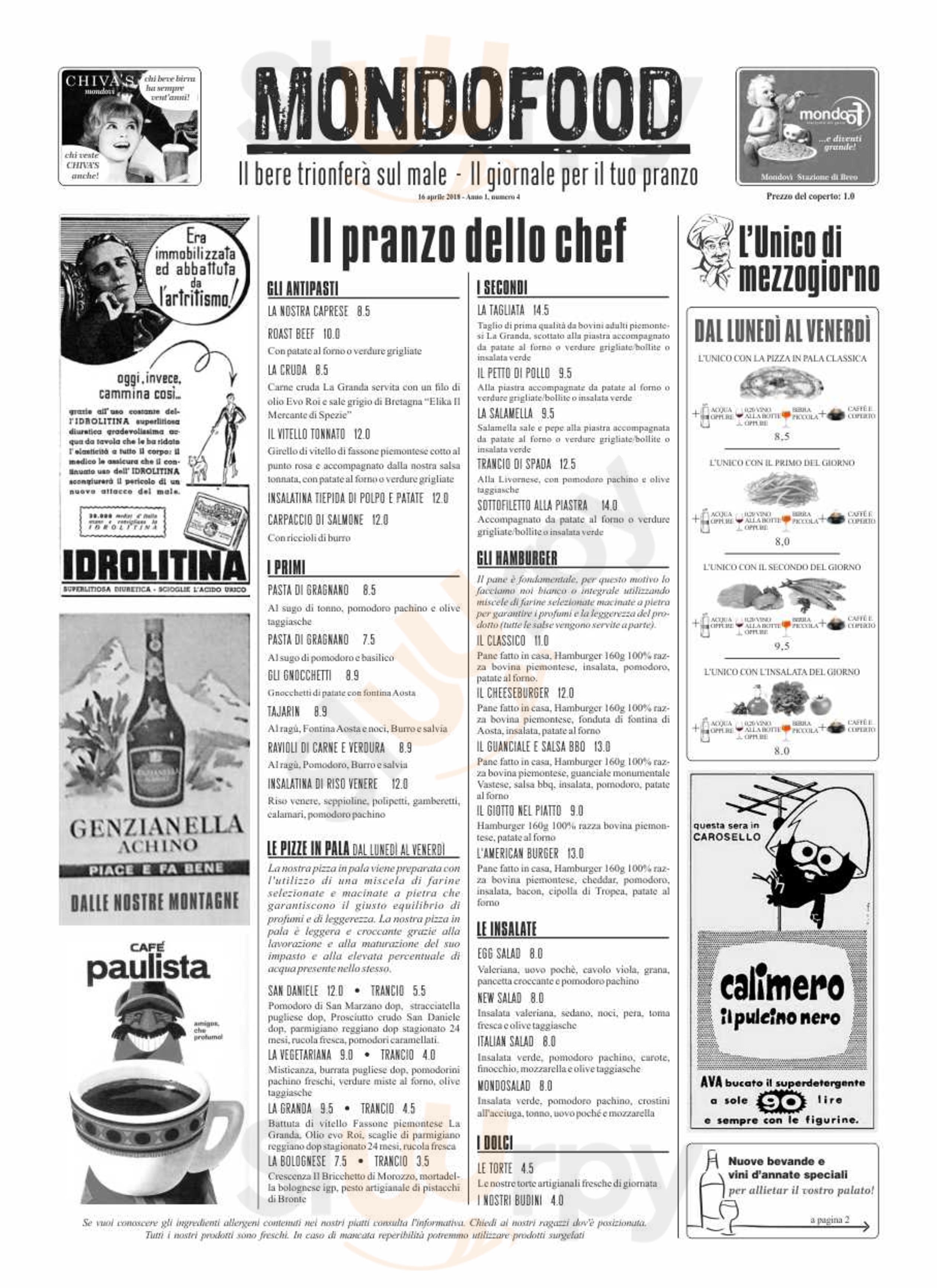 Mondofood con i buoni prodotti di eataly Mondovi menù 1 pagina