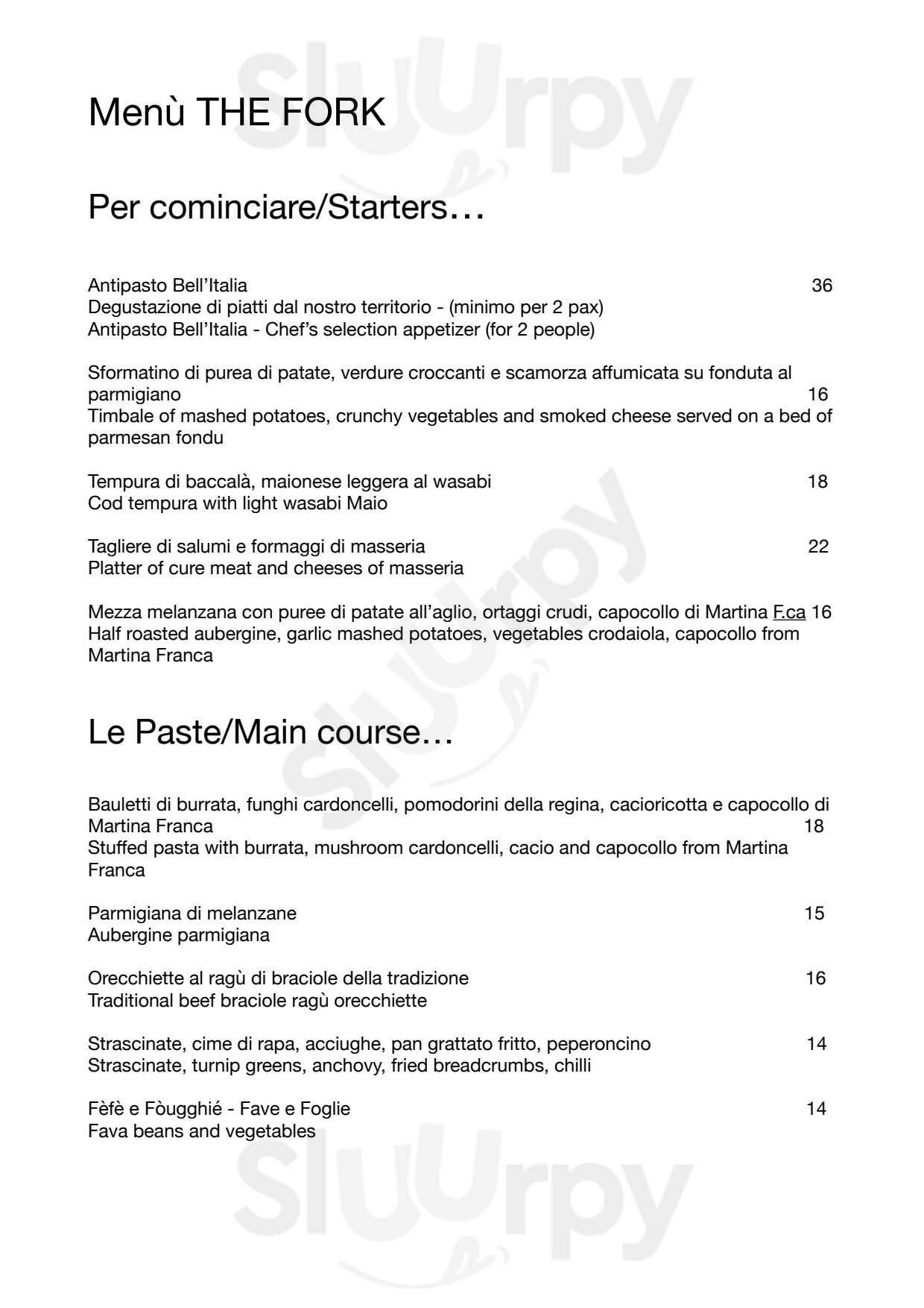 Osteria Bell'Italia Cisternino menù 1 pagina