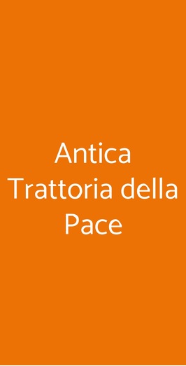 Antica Trattoria Della Pace, Roma