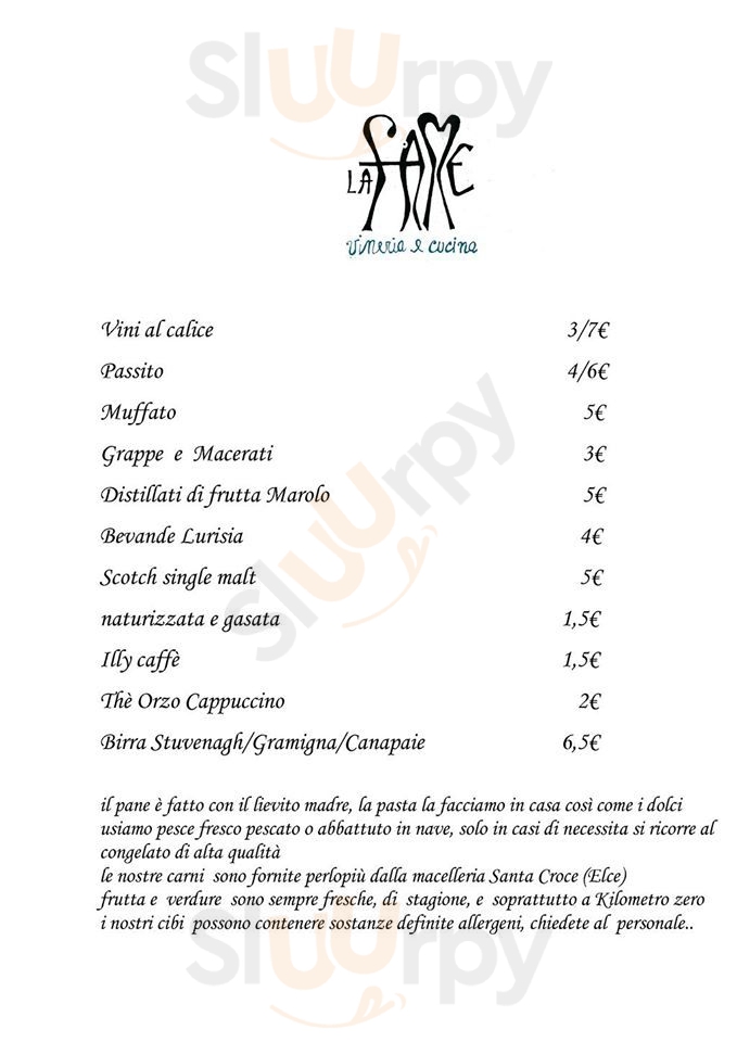 La Fame Vineria e Cucina Perugia menù 1 pagina