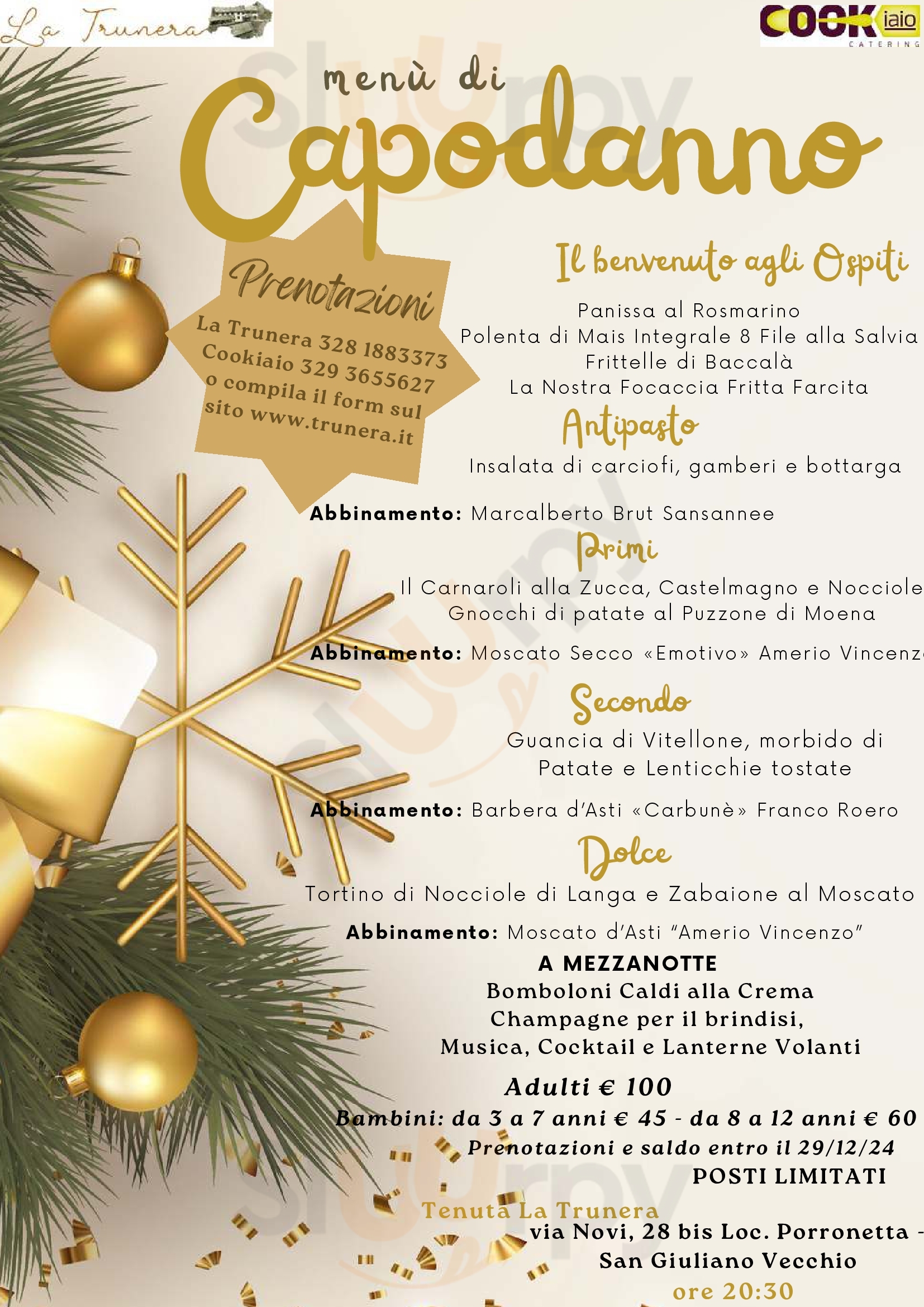 La Trunera San Giuliano Vecchio menù 1 pagina