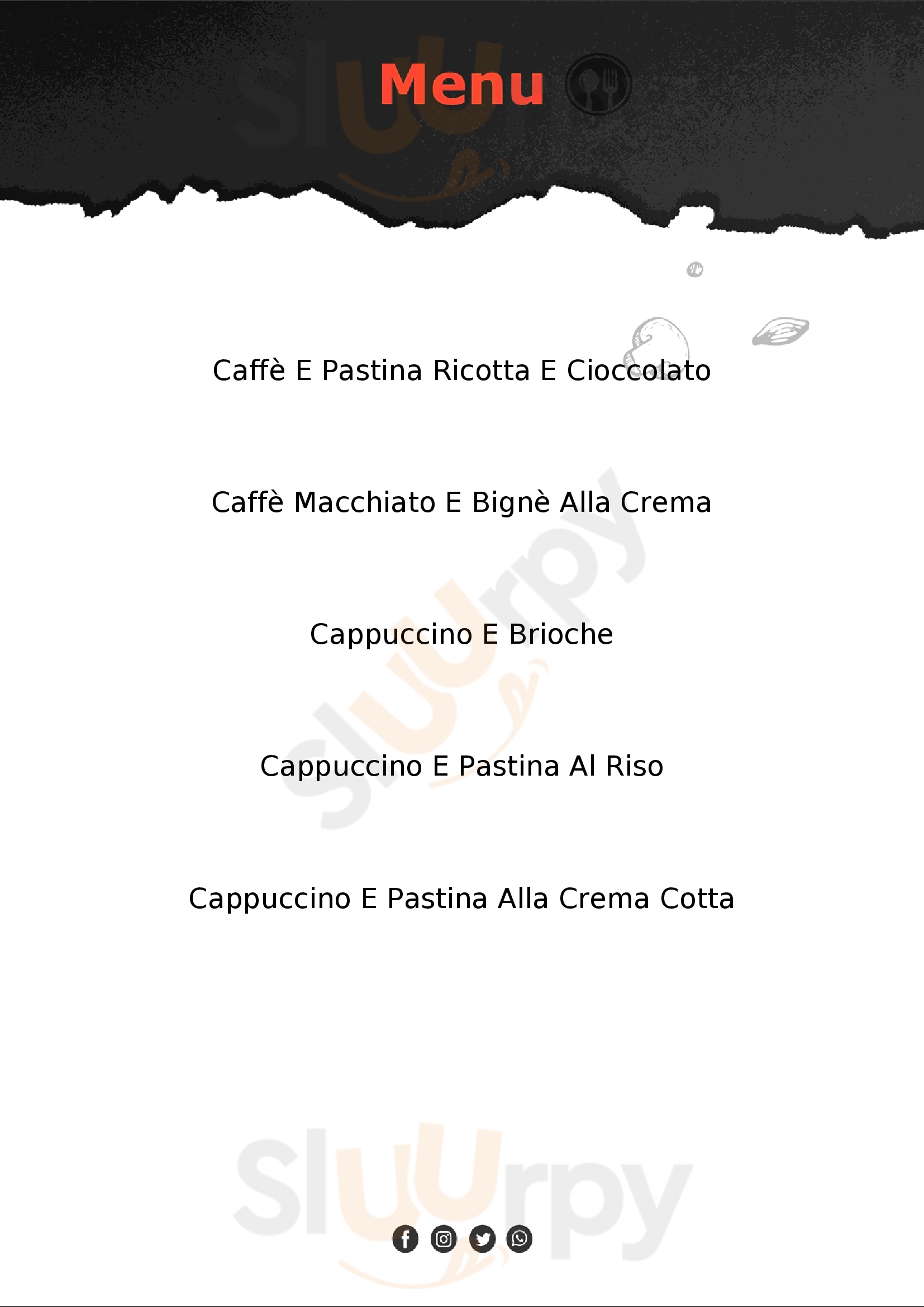 Griffin Café Padova menù 1 pagina