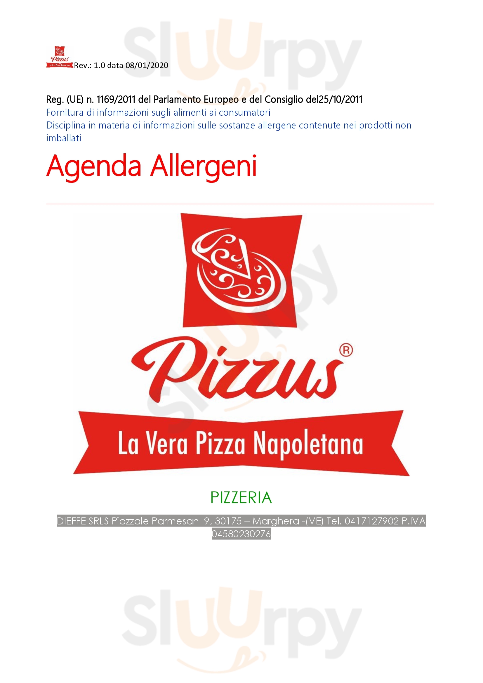 Pizzus Spinea menù 1 pagina