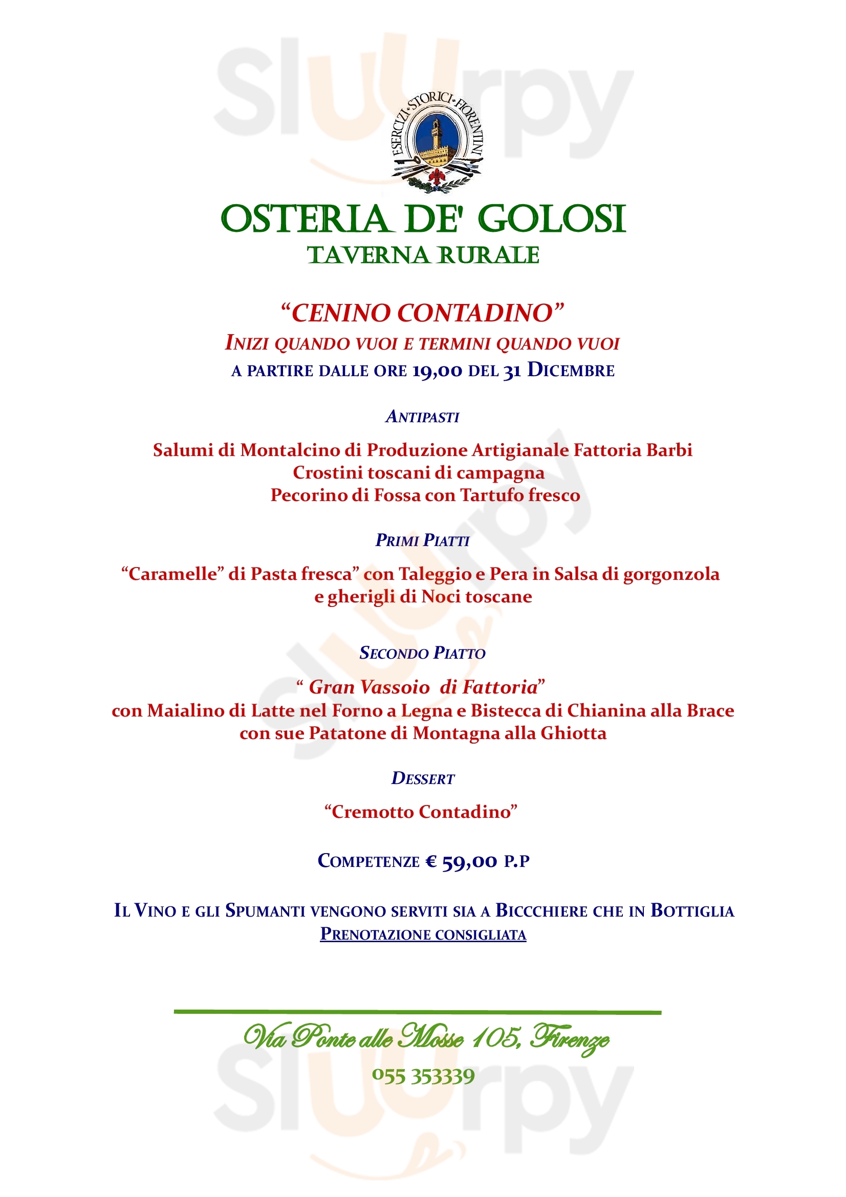 Fiaschetteria "golosino" Firenze menù 1 pagina