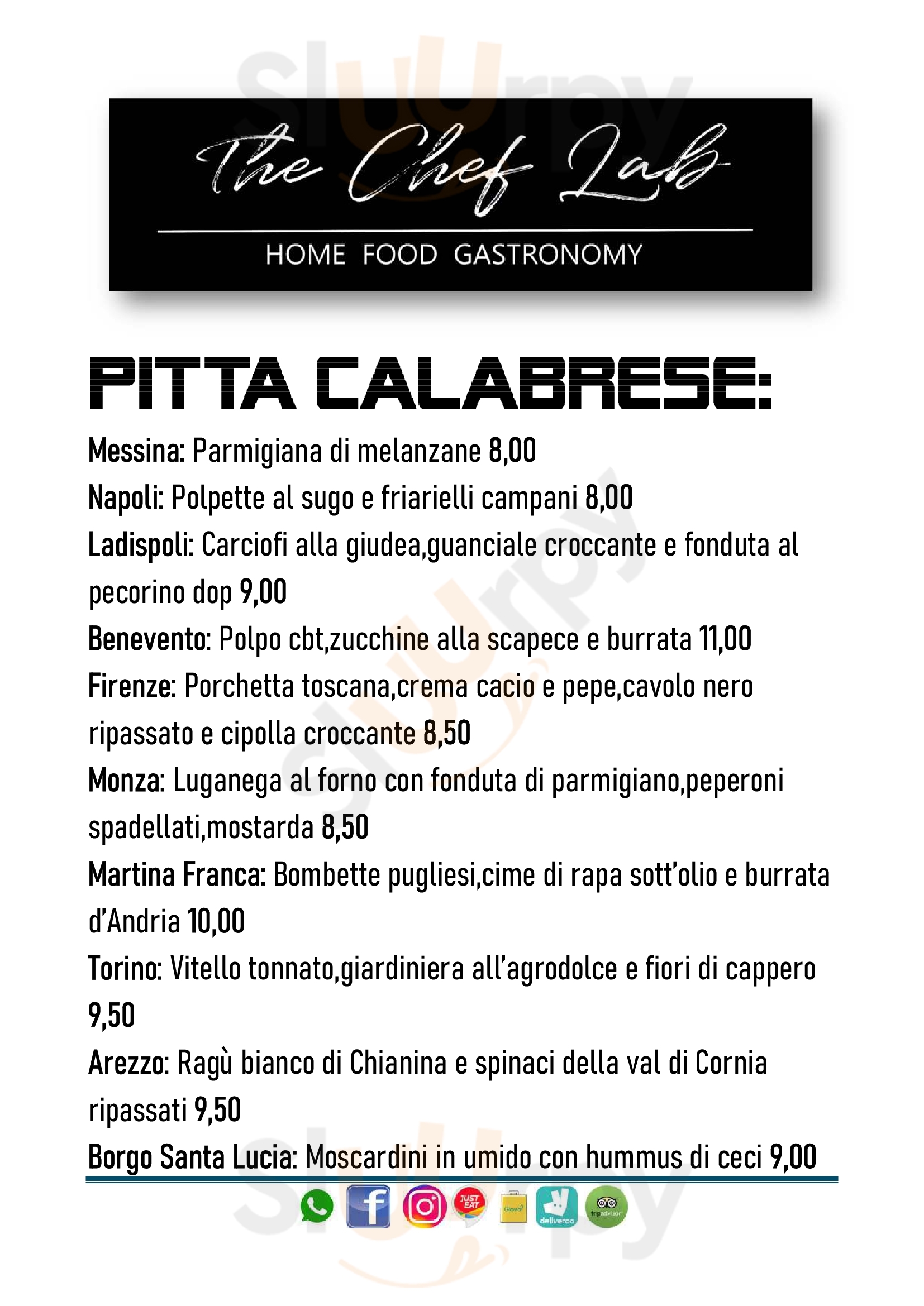 the Chef Lab Monza menù 1 pagina