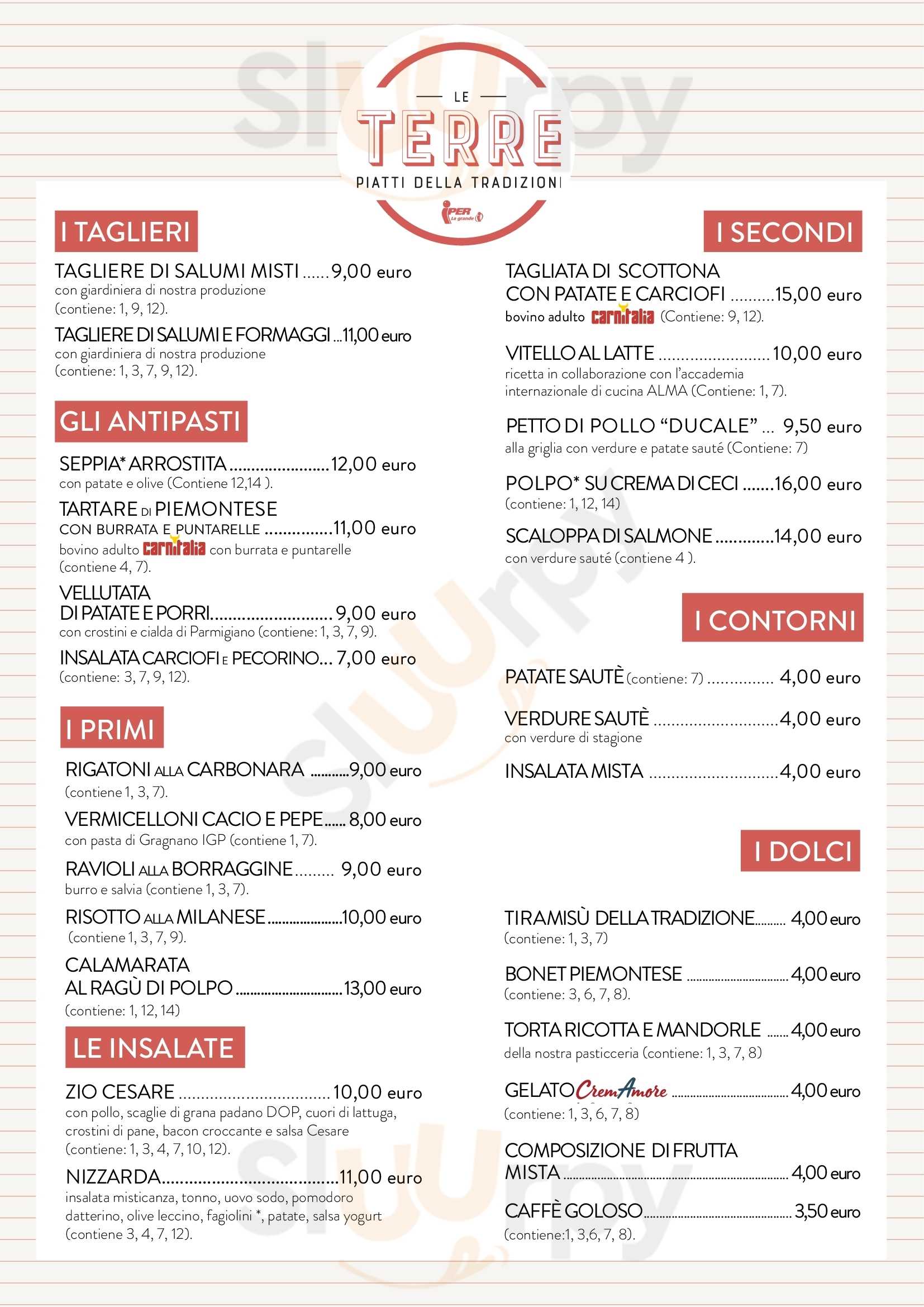 Le Terre - Piatti della Tradizione Rozzano menù 1 pagina