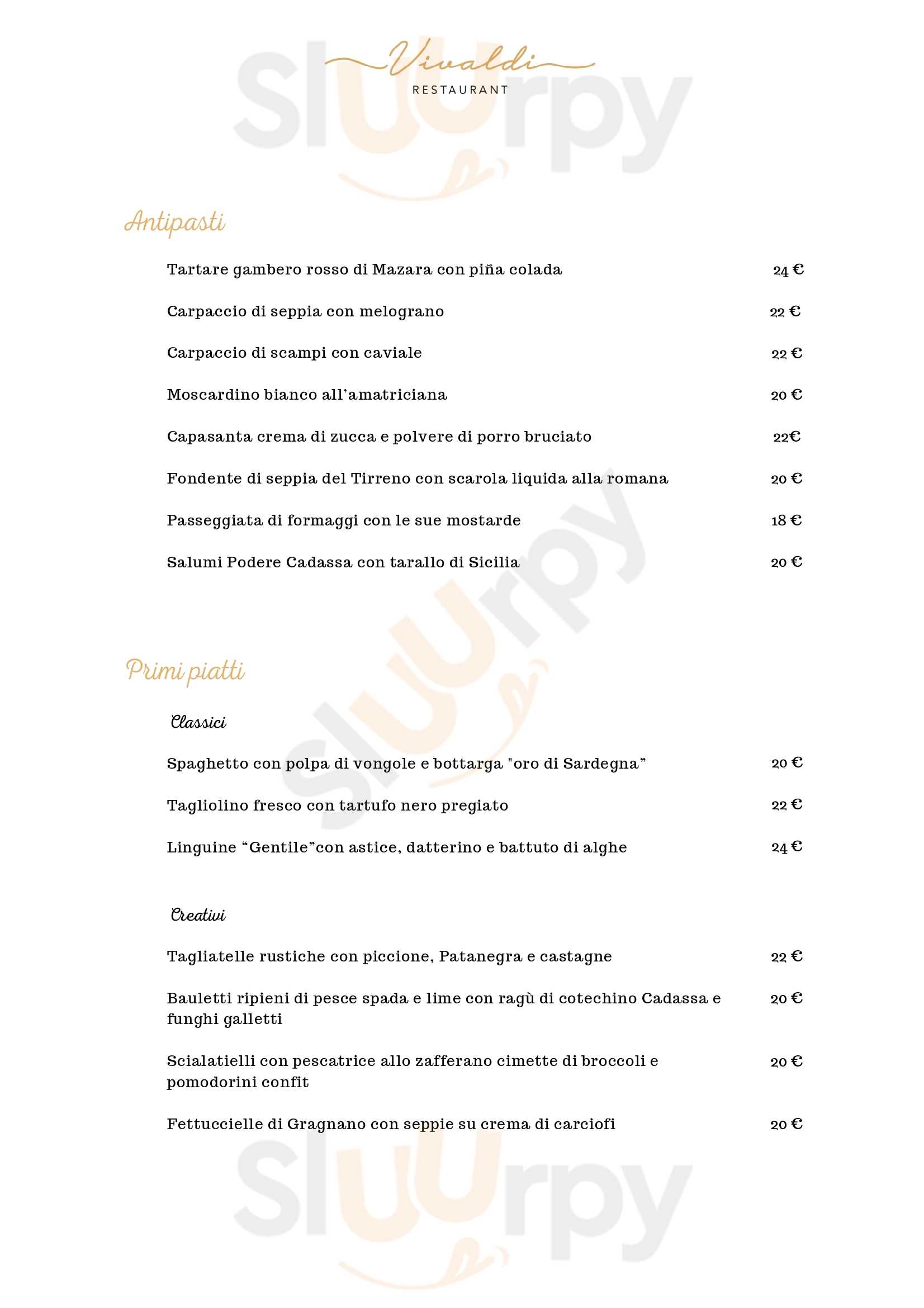 Vivaldi Restaurant Sabaudia menù 1 pagina