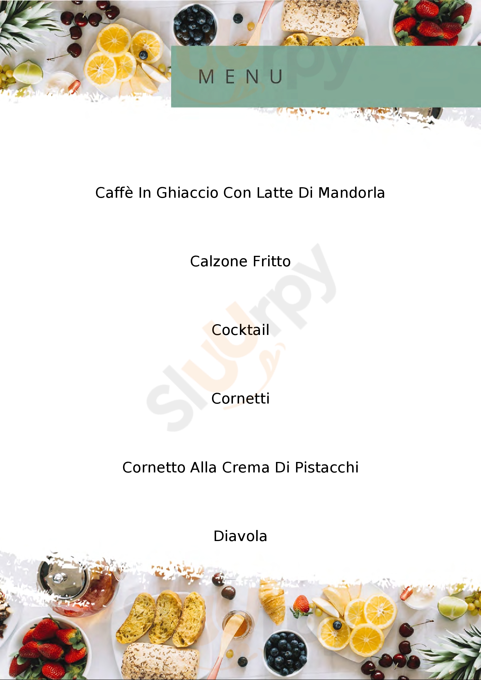 Origini Cafè Tuglie menù 1 pagina