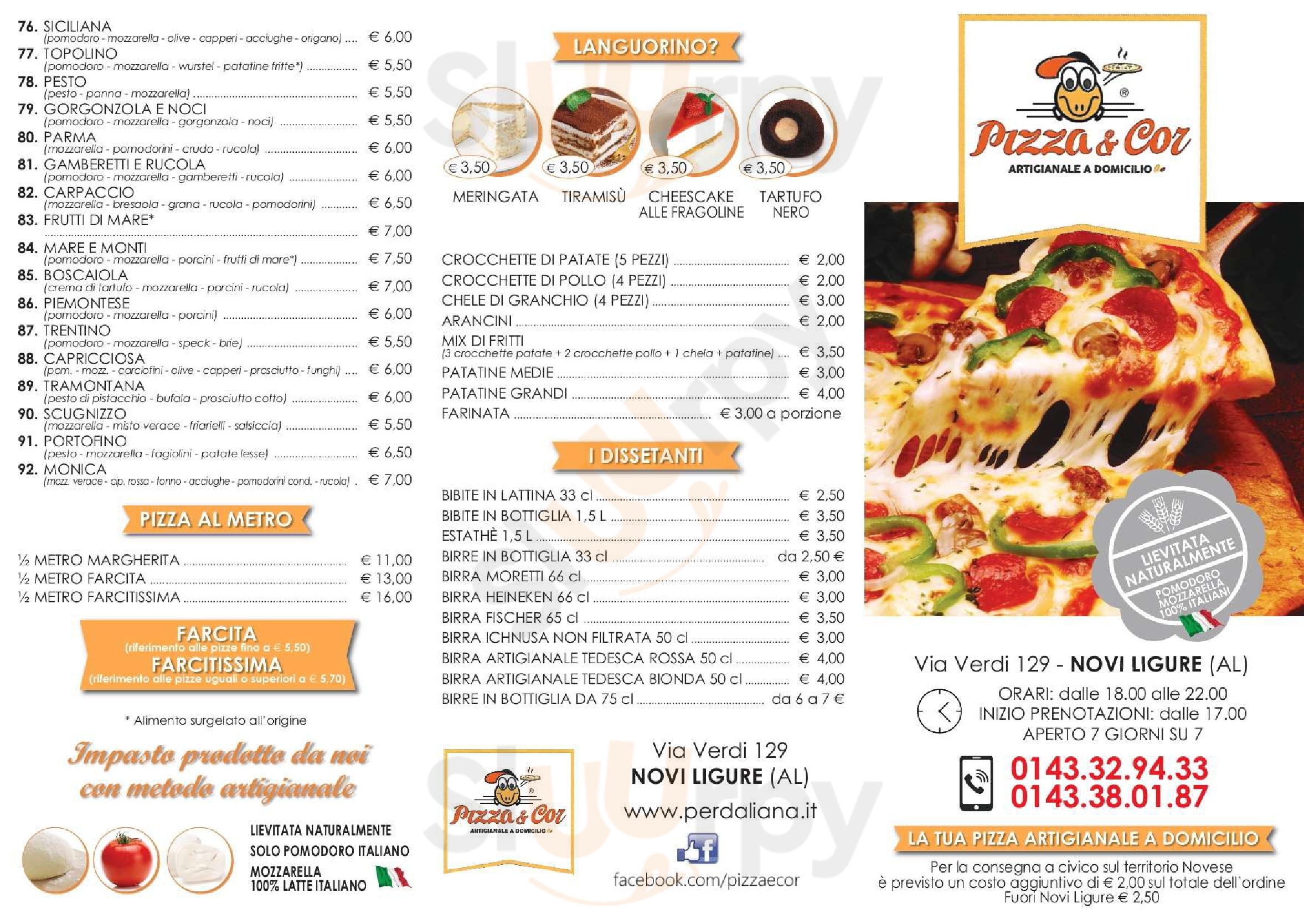 Pizza & Co Novi Ligure menù 1 pagina