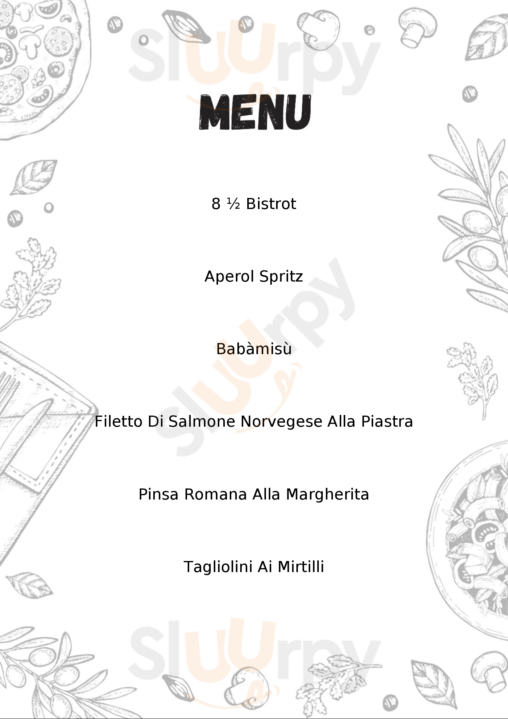 Otto e Mezzo Bistrot Roma menù 1 pagina