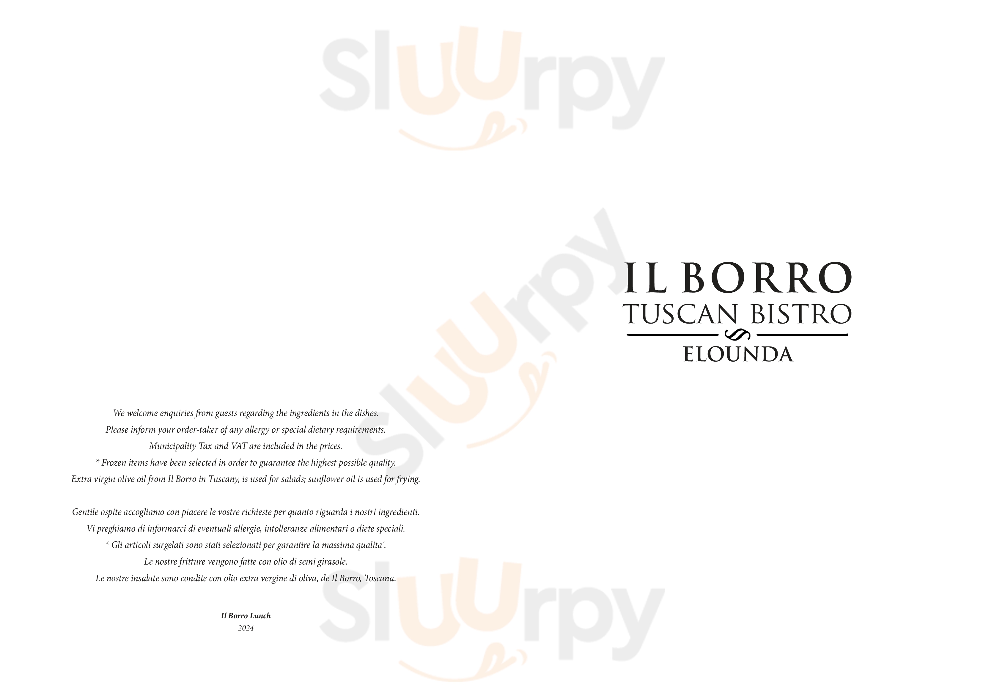 Il Borro Tuscan Bistro Viesca Reggello menù 1 pagina