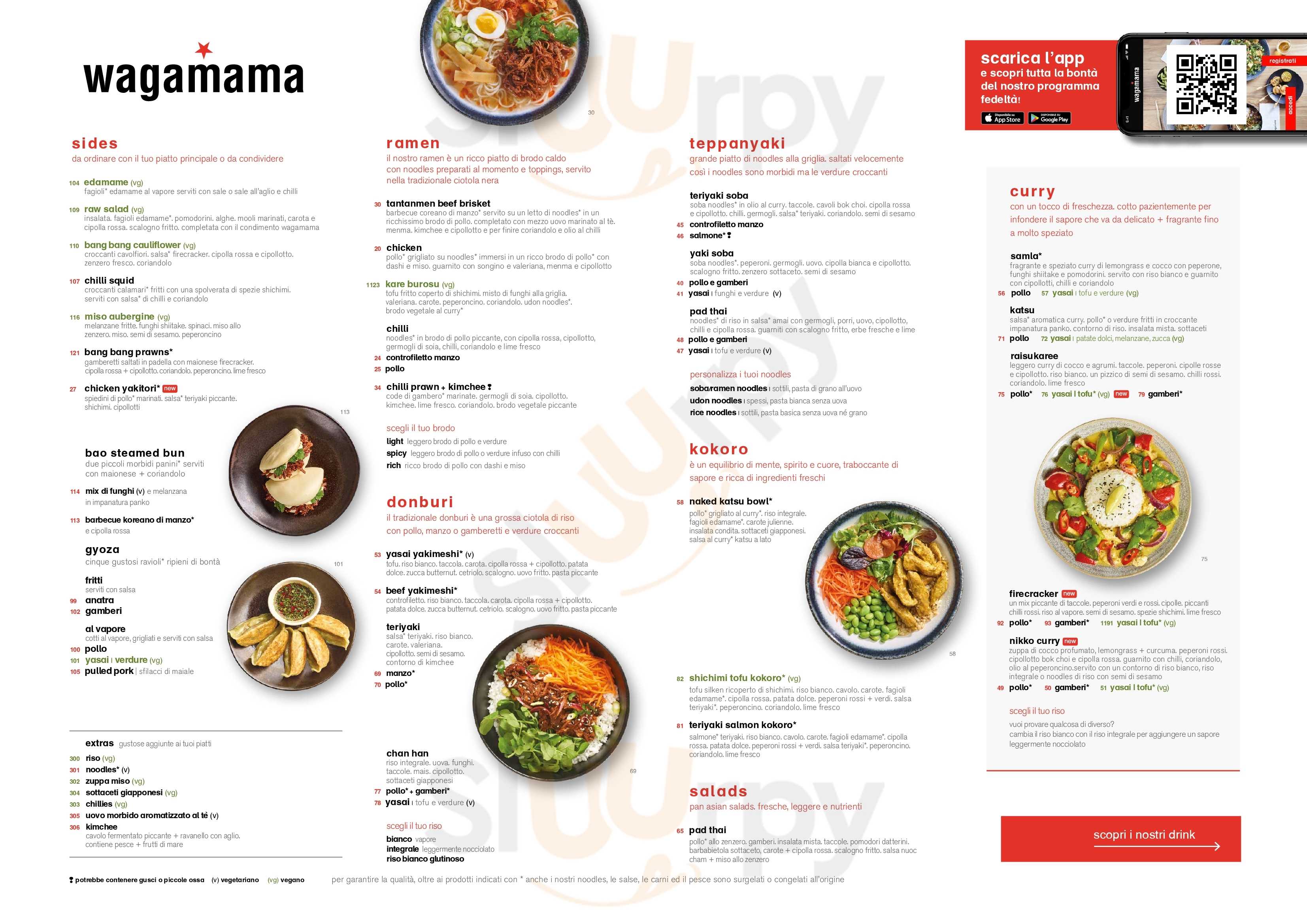 Wagamama - Milano Bicocca Village Milano menù 1 pagina