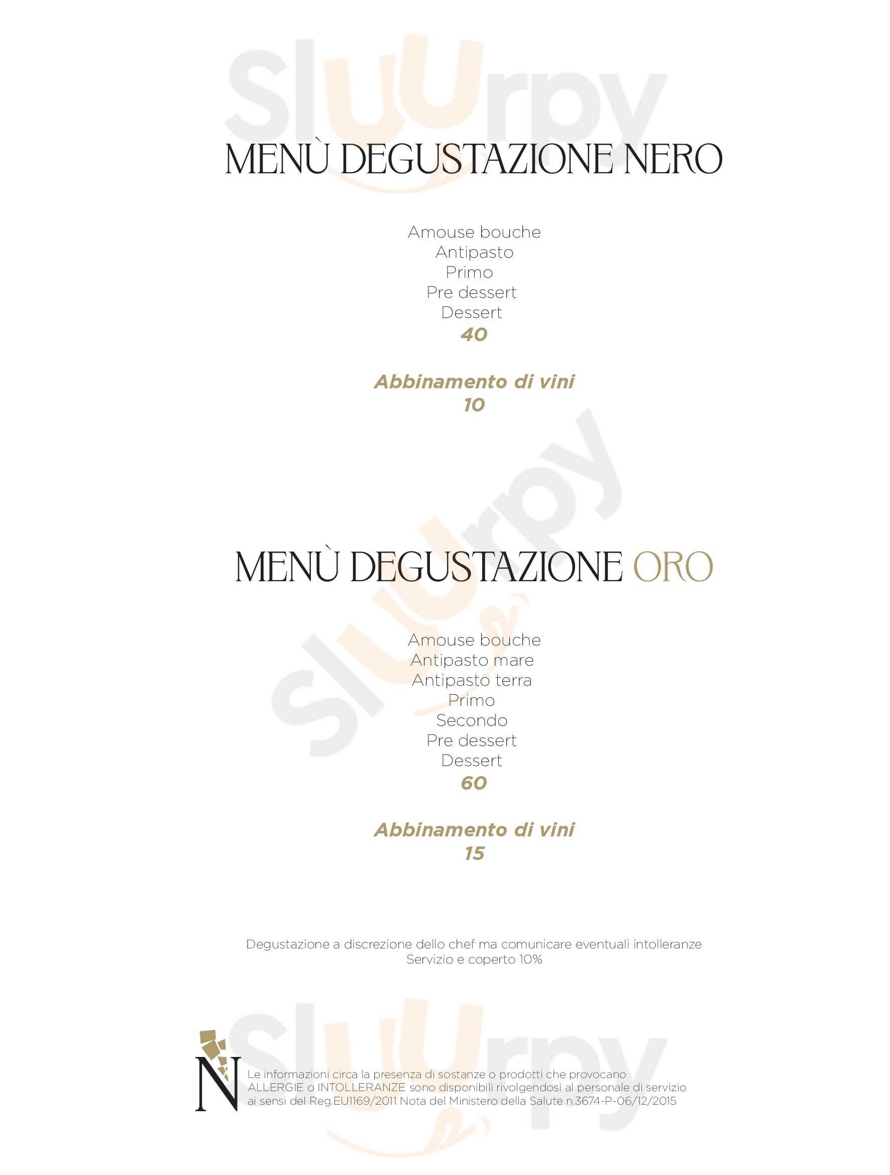 Nero&Oro Restaurant Napoli menù 1 pagina