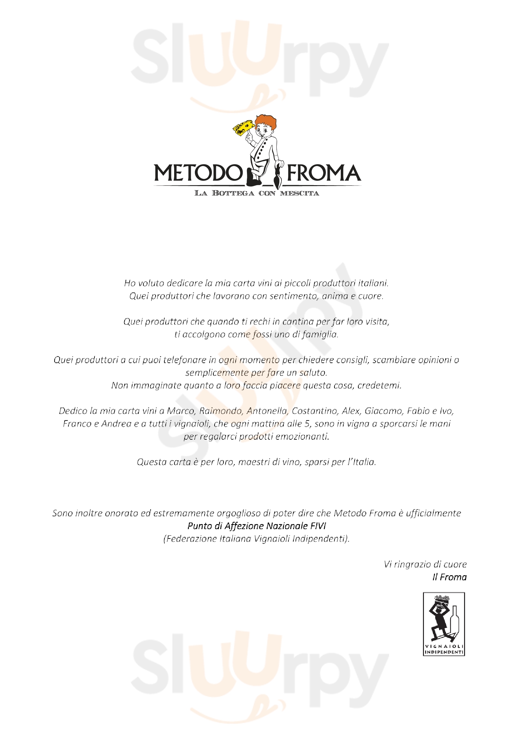 Metodo Froma Bottega Vigevano menù 1 pagina