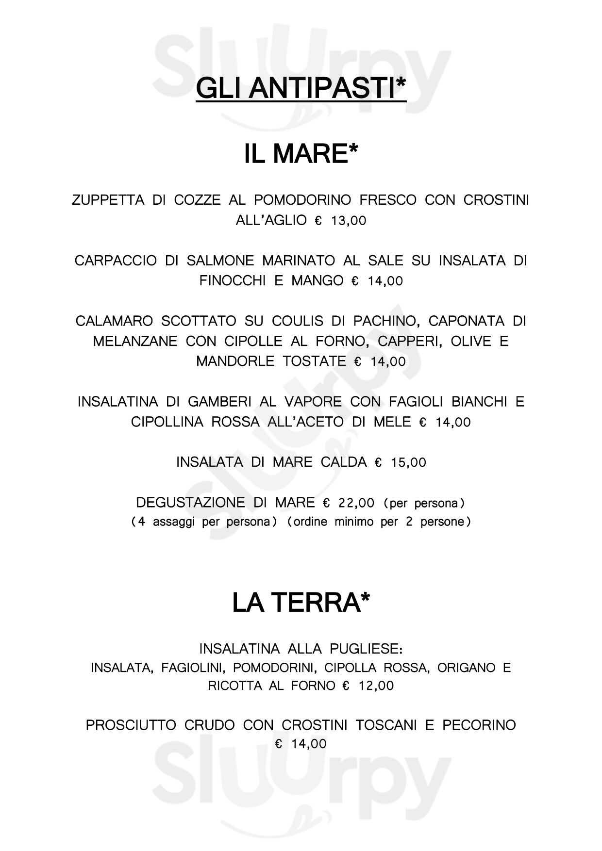 Oltremare Ristorante Rufina menù 1 pagina