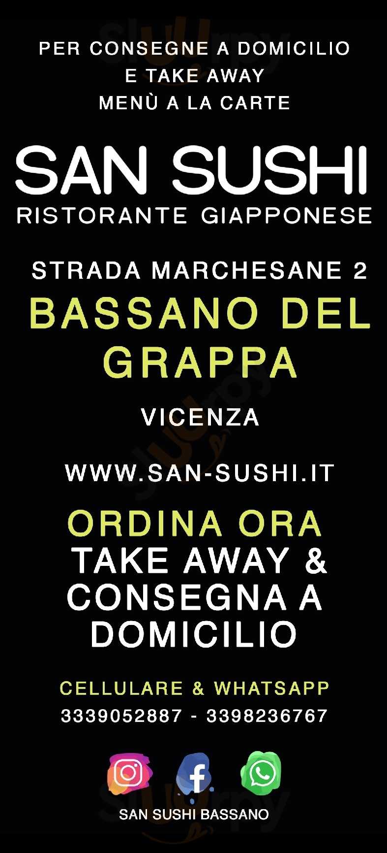 San Sushi Bassano Bassano Del Grappa menù 1 pagina