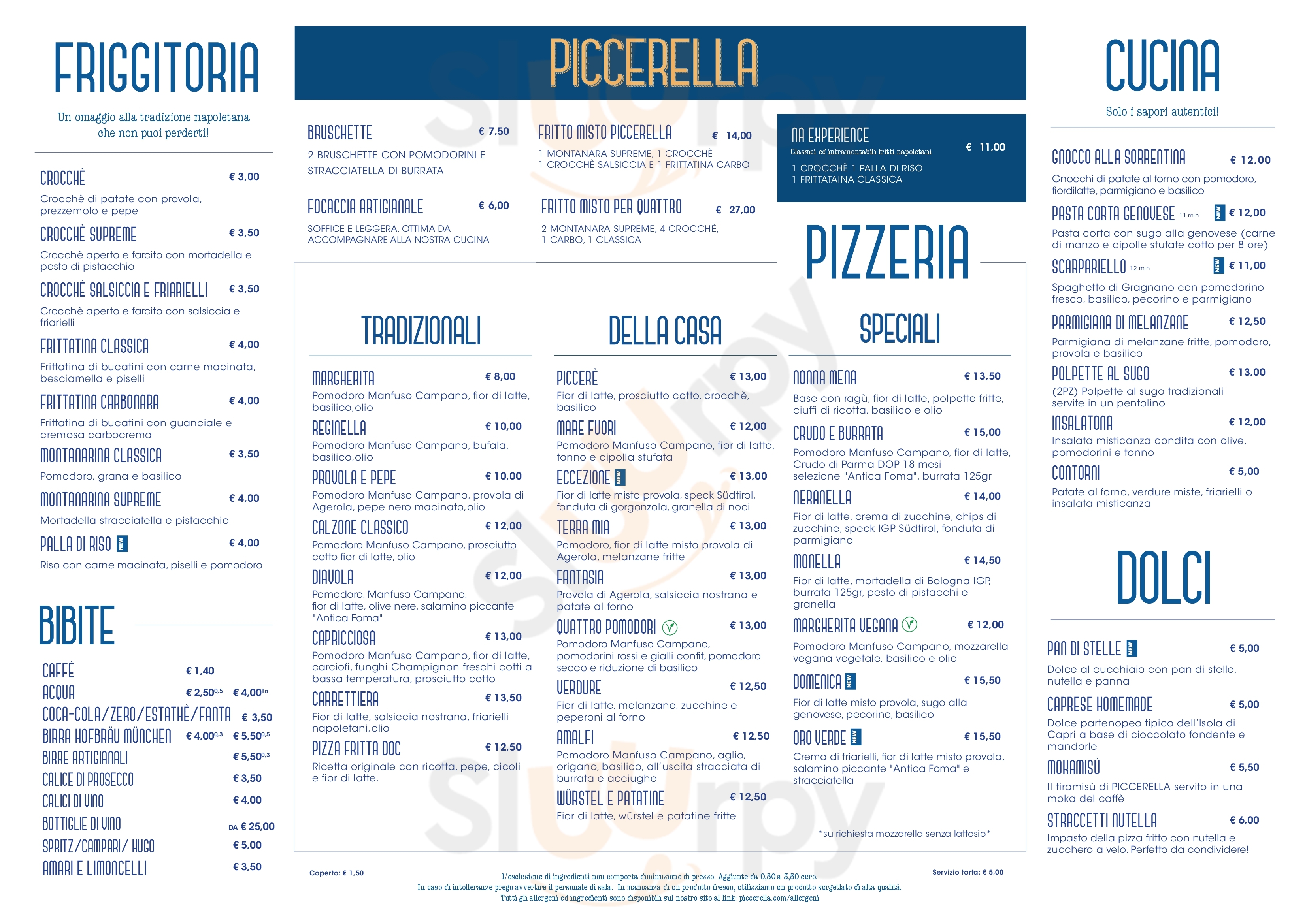 Piccerella Friggitoria e Pizzeria Napoletana Bolzano menù 1 pagina