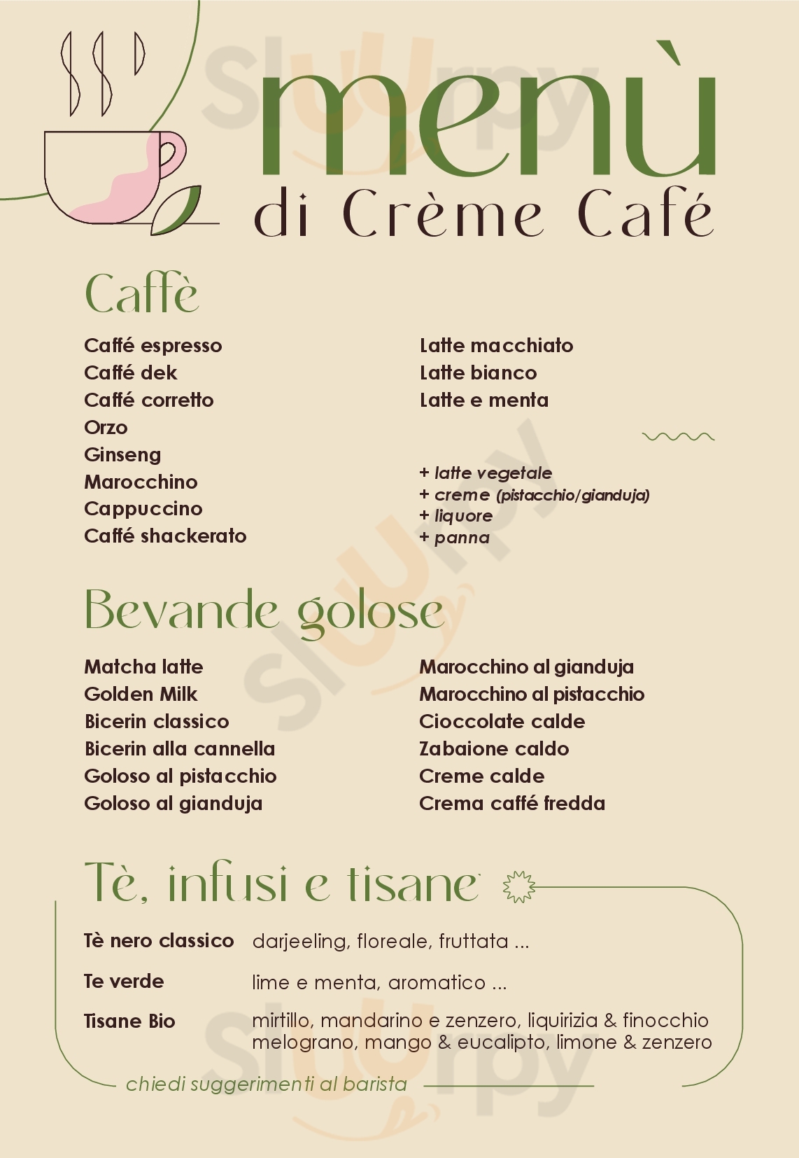 Crème Café Bra menù 1 pagina