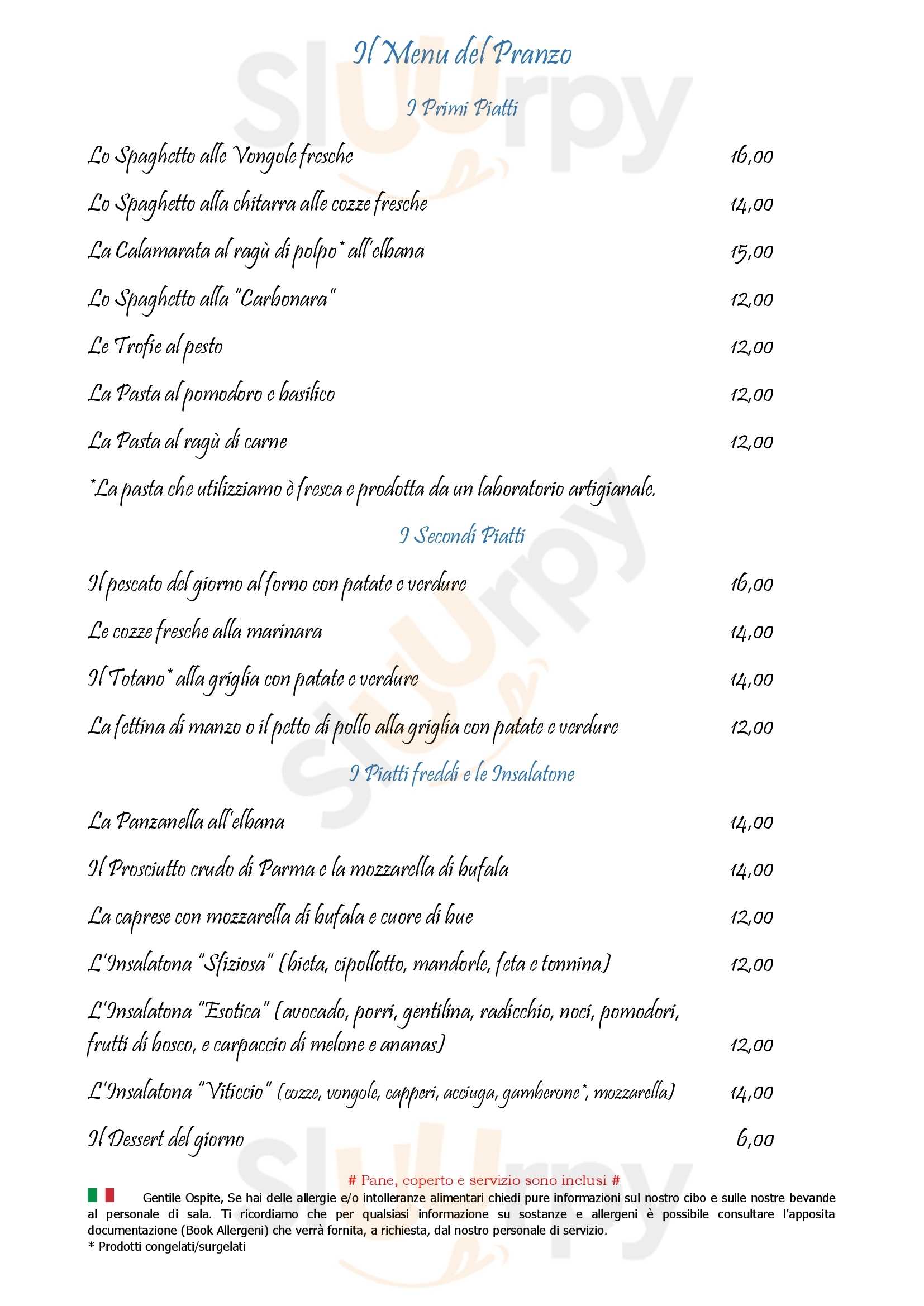 Bar Ristorante La Terrazza Sul Viticcio Portoferraio menù 1 pagina