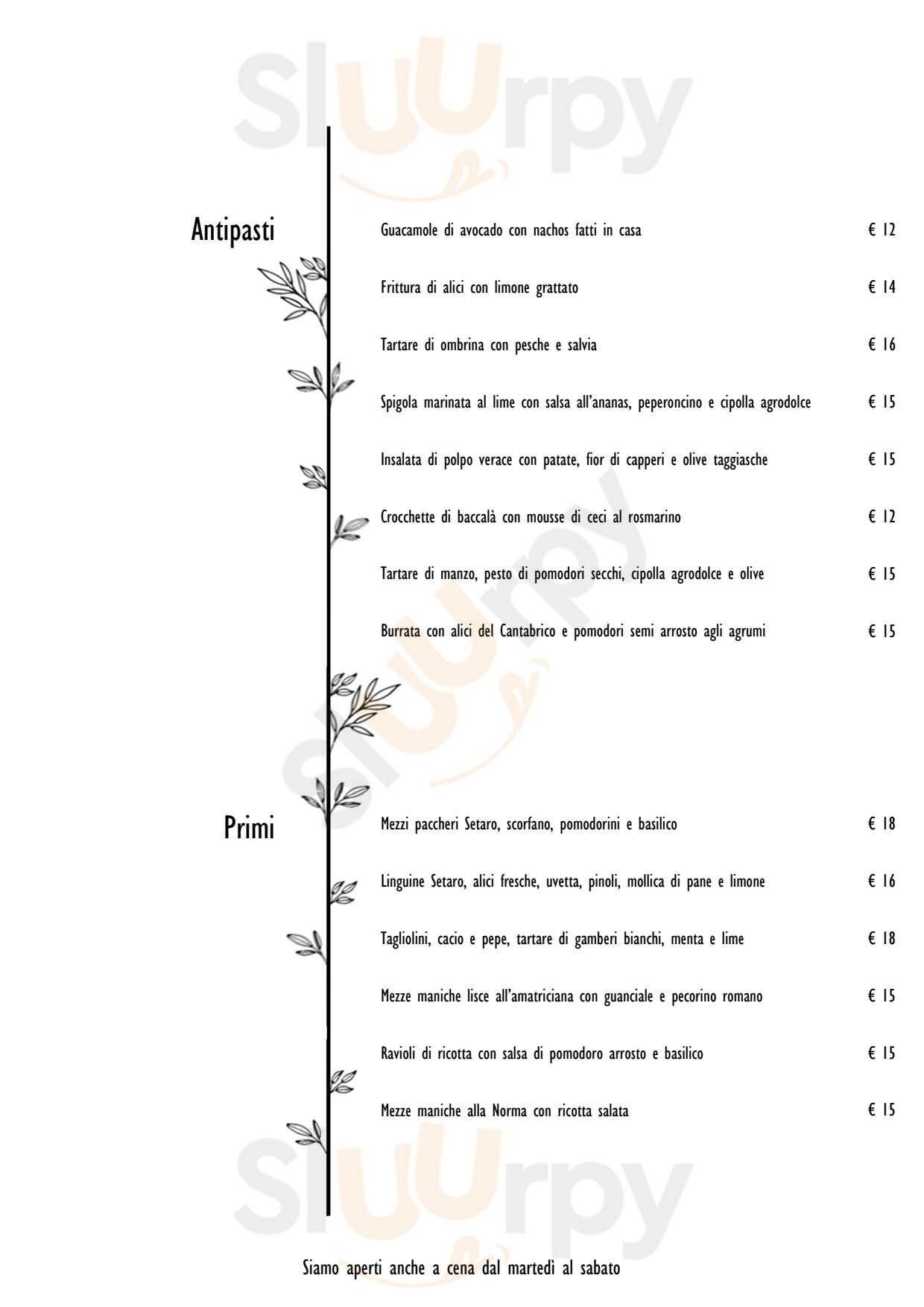 Caffè delle Arti Roma menù 1 pagina