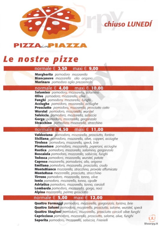 PIZZA IN PIAZZA Alpignano menù 1 pagina