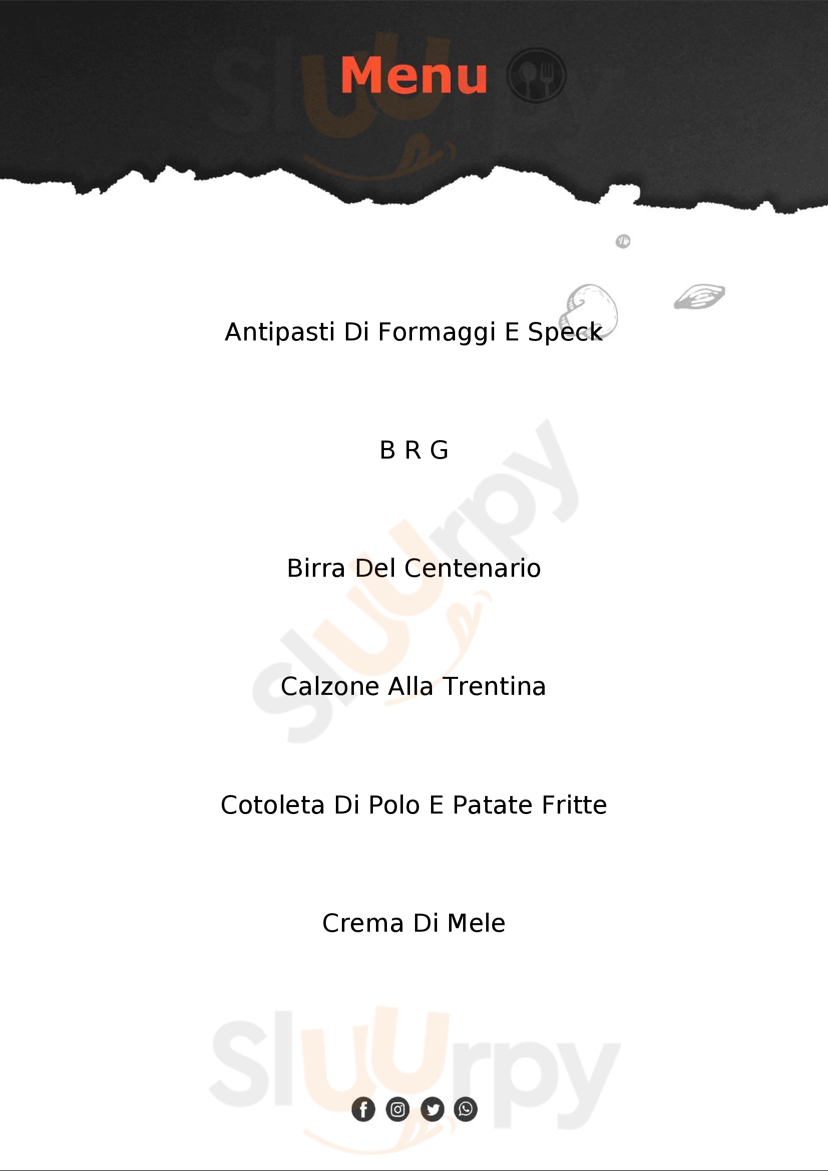 Sporting Ristorante Antichi Sapori Primiero San Martino di Castrozza menù 1 pagina