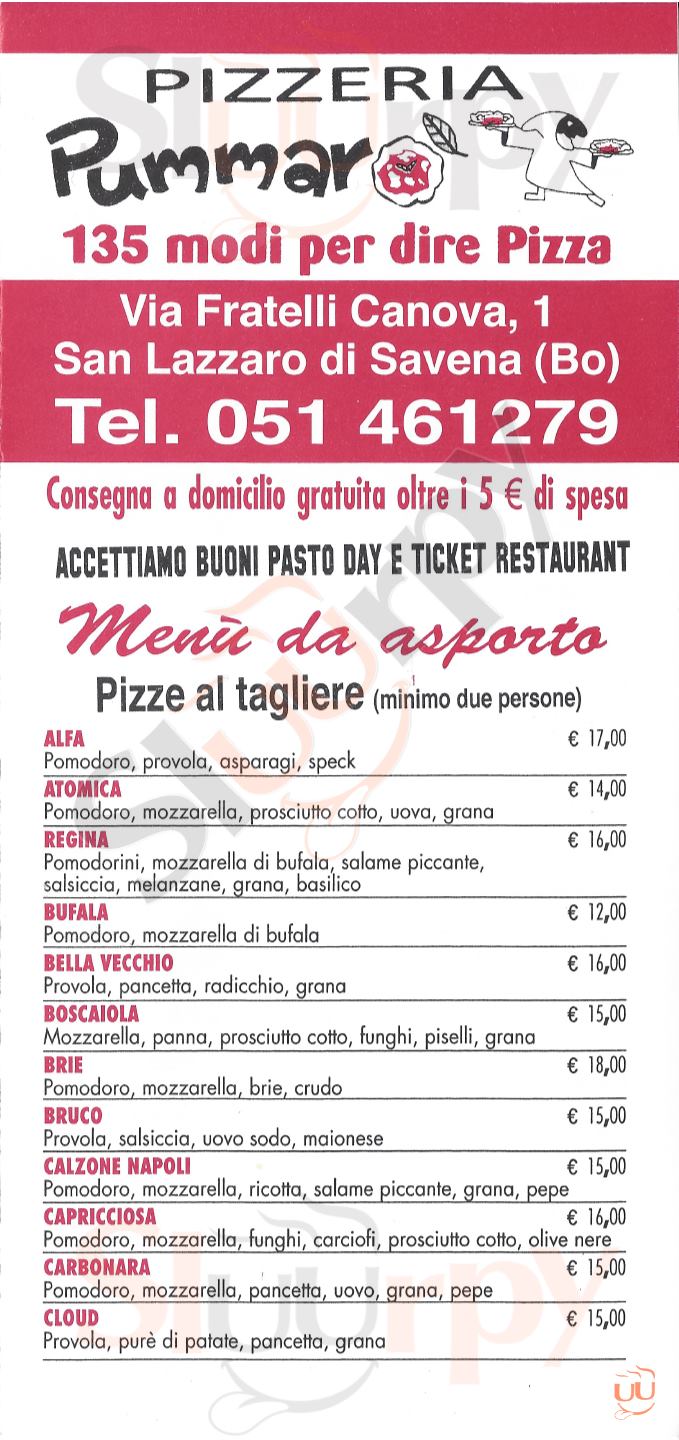 Pizzeria La Capannina San Lazzaro di Savena menù 1 pagina