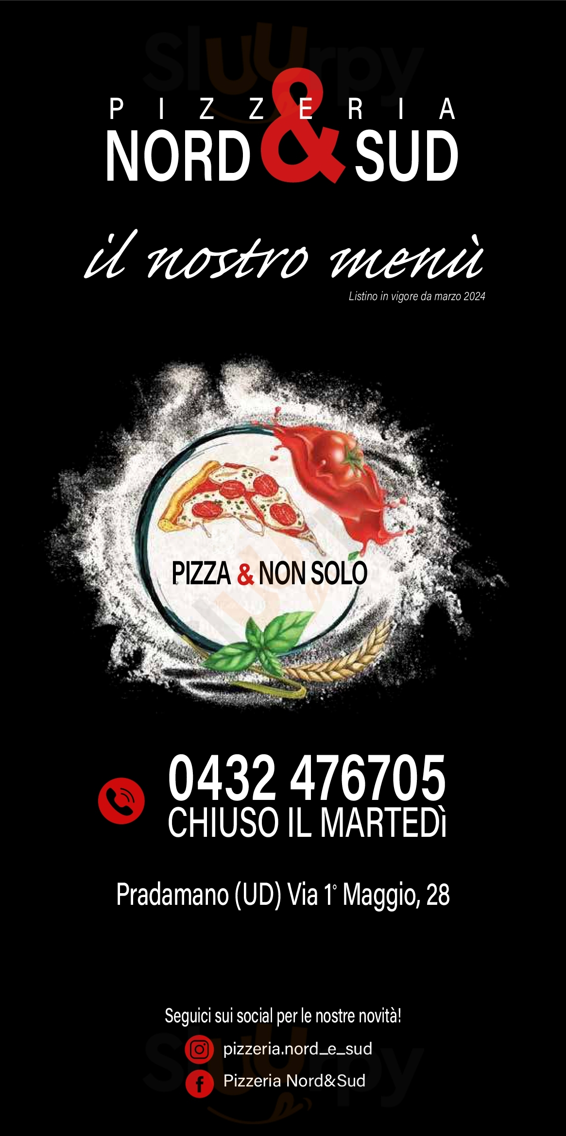 Pizzeria Nord & Sud Pradamano menù 1 pagina