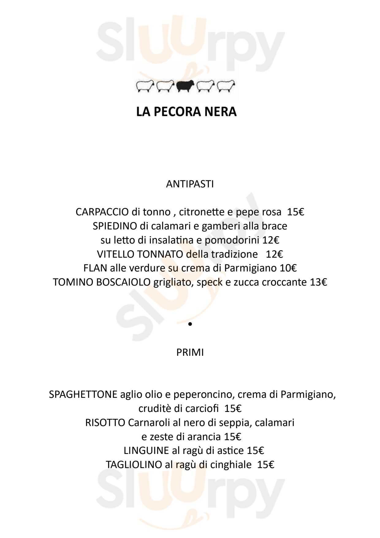 La Pecora Nera Favria menù 1 pagina