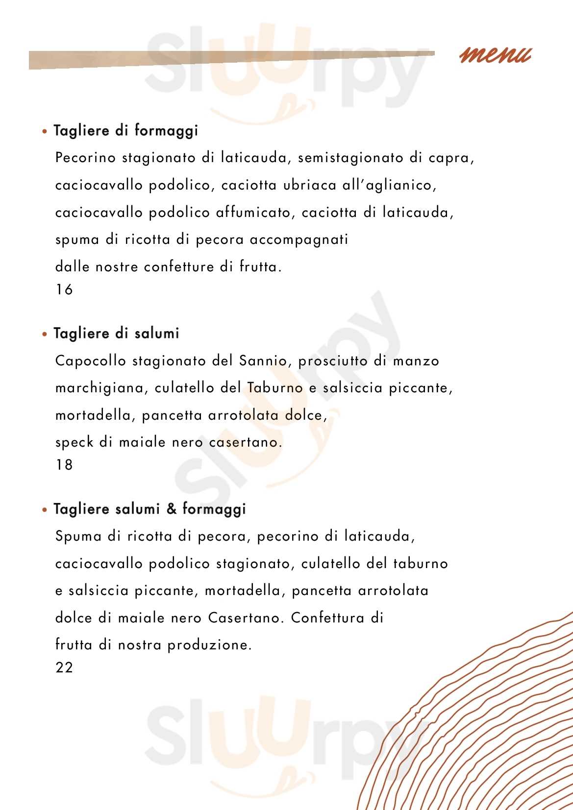 Vernissage Napoli menù 1 pagina