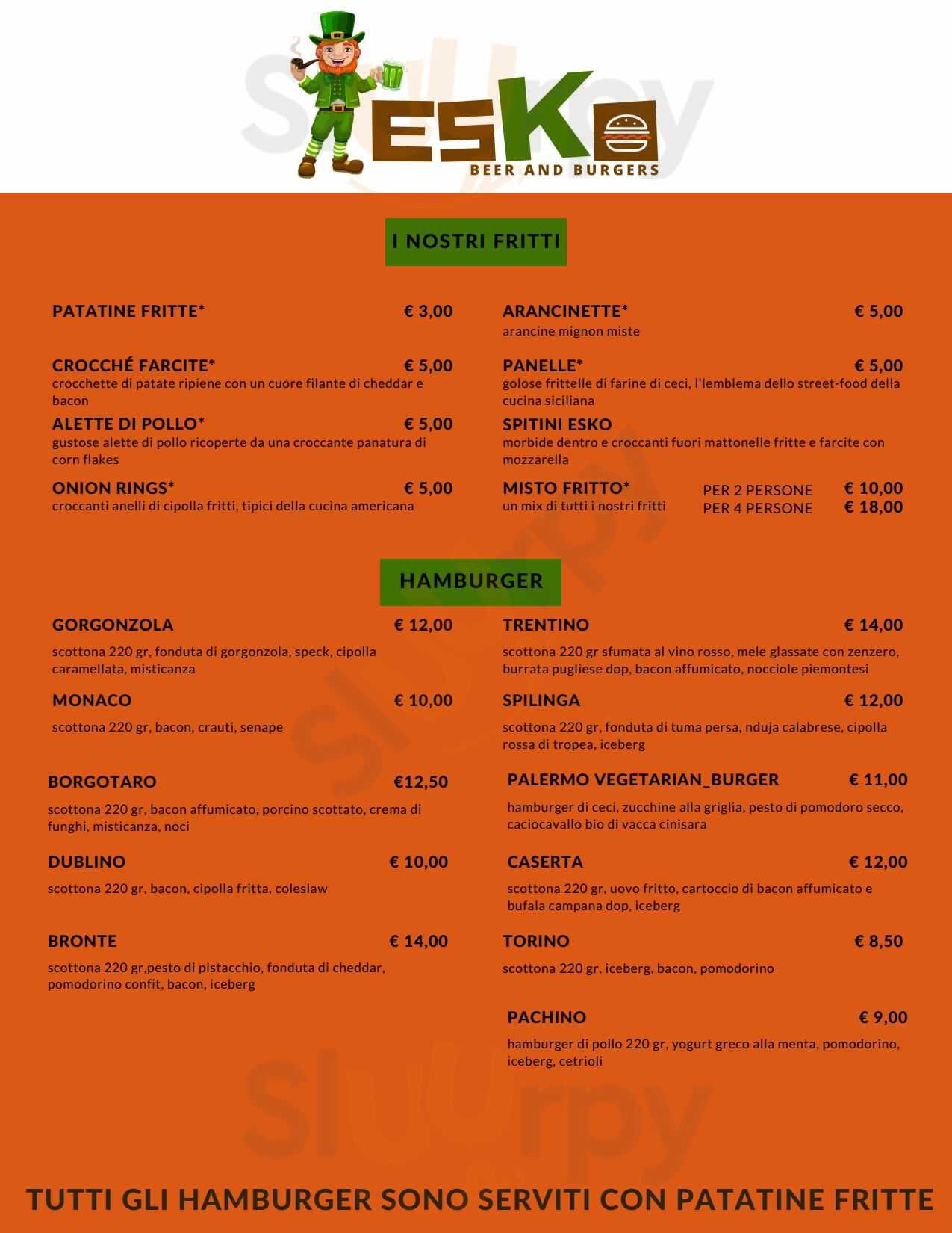 Esko Burger Alcamo menù 1 pagina