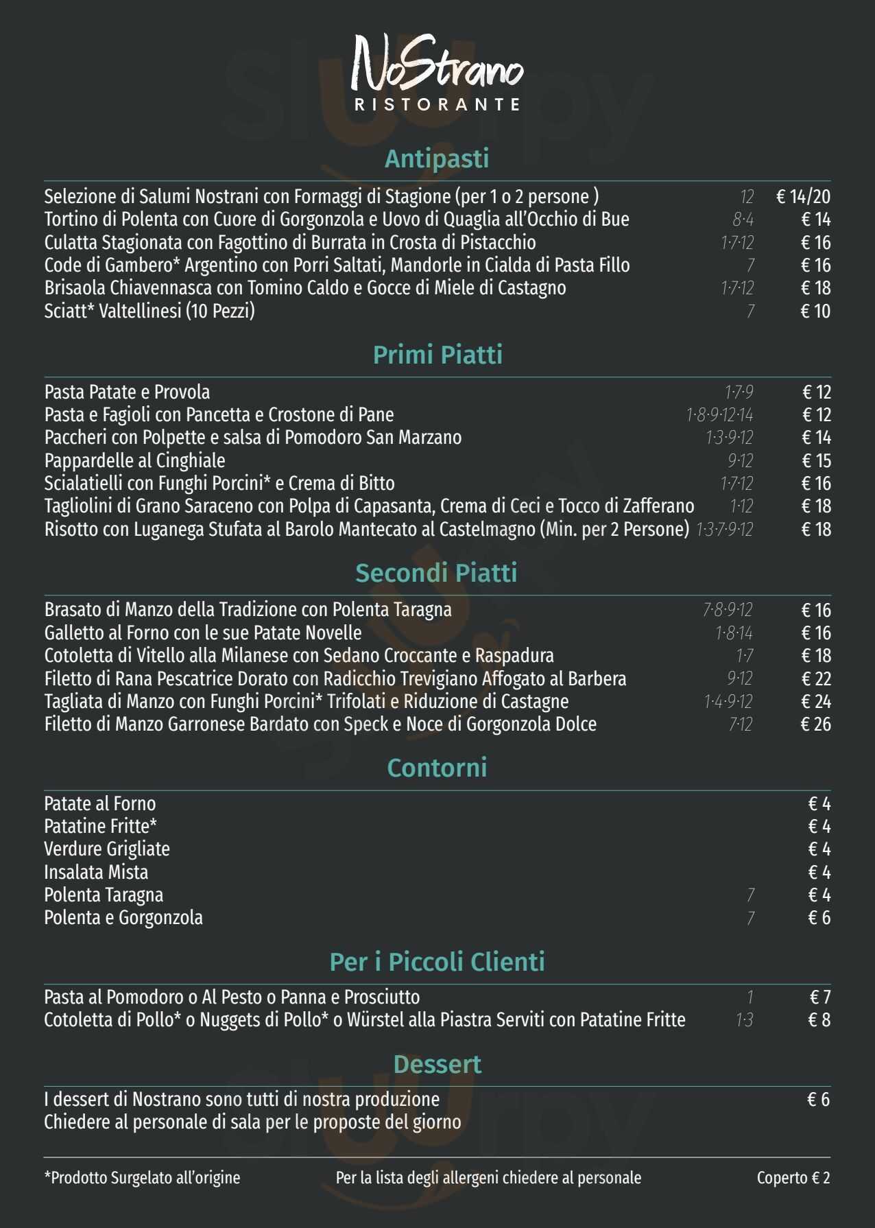 Nostrano Cantu menù 1 pagina