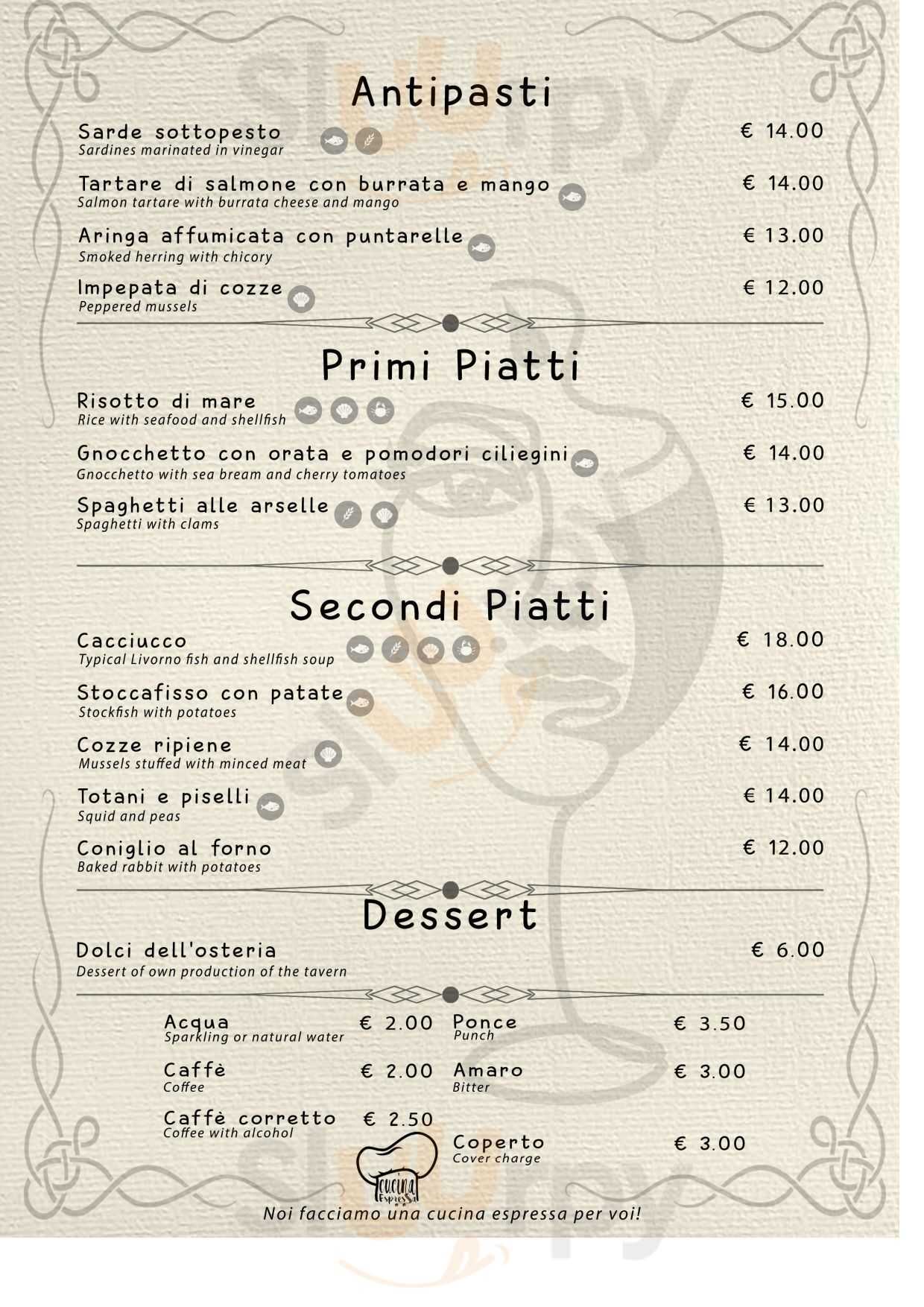 Osteria Da...un'altra Parte Livorno menù 1 pagina