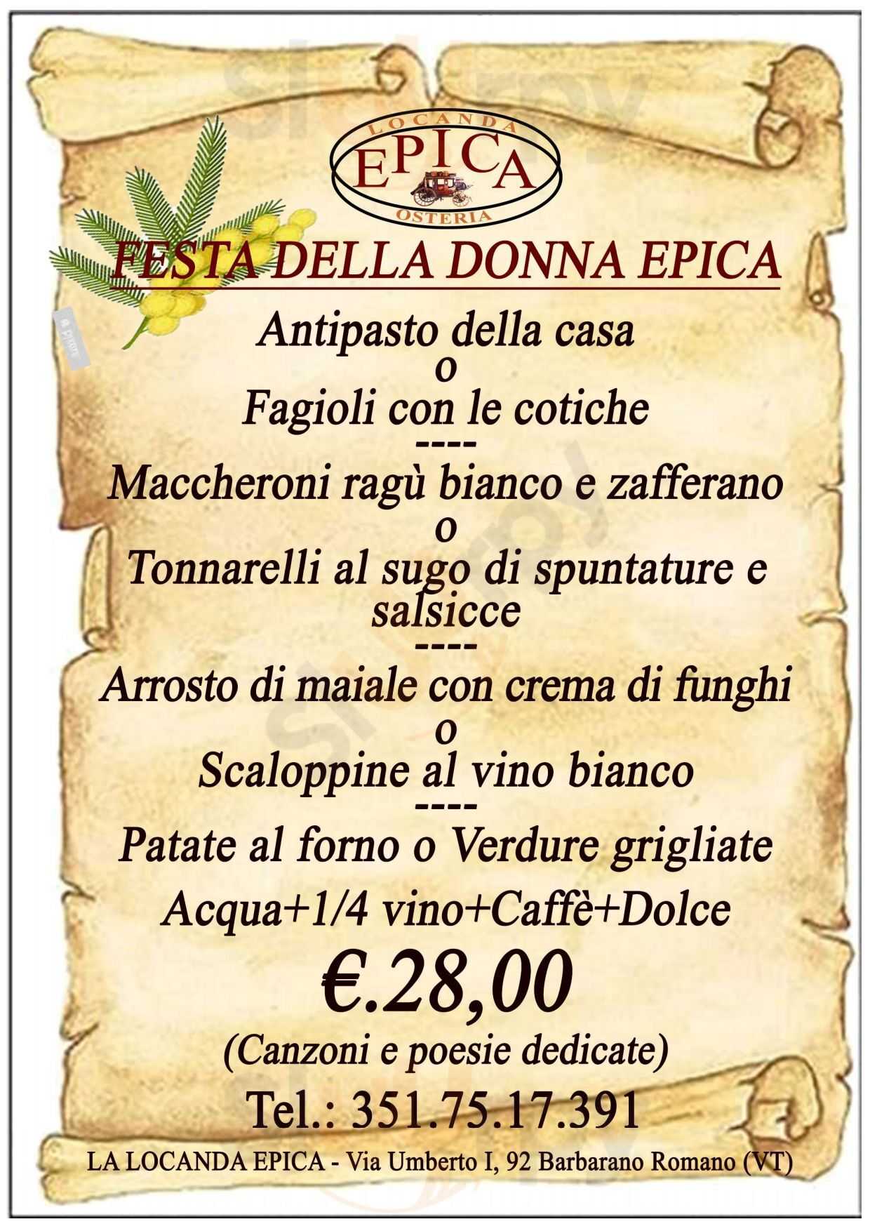 Locanda Epica (trattoria), Barbarano Romano