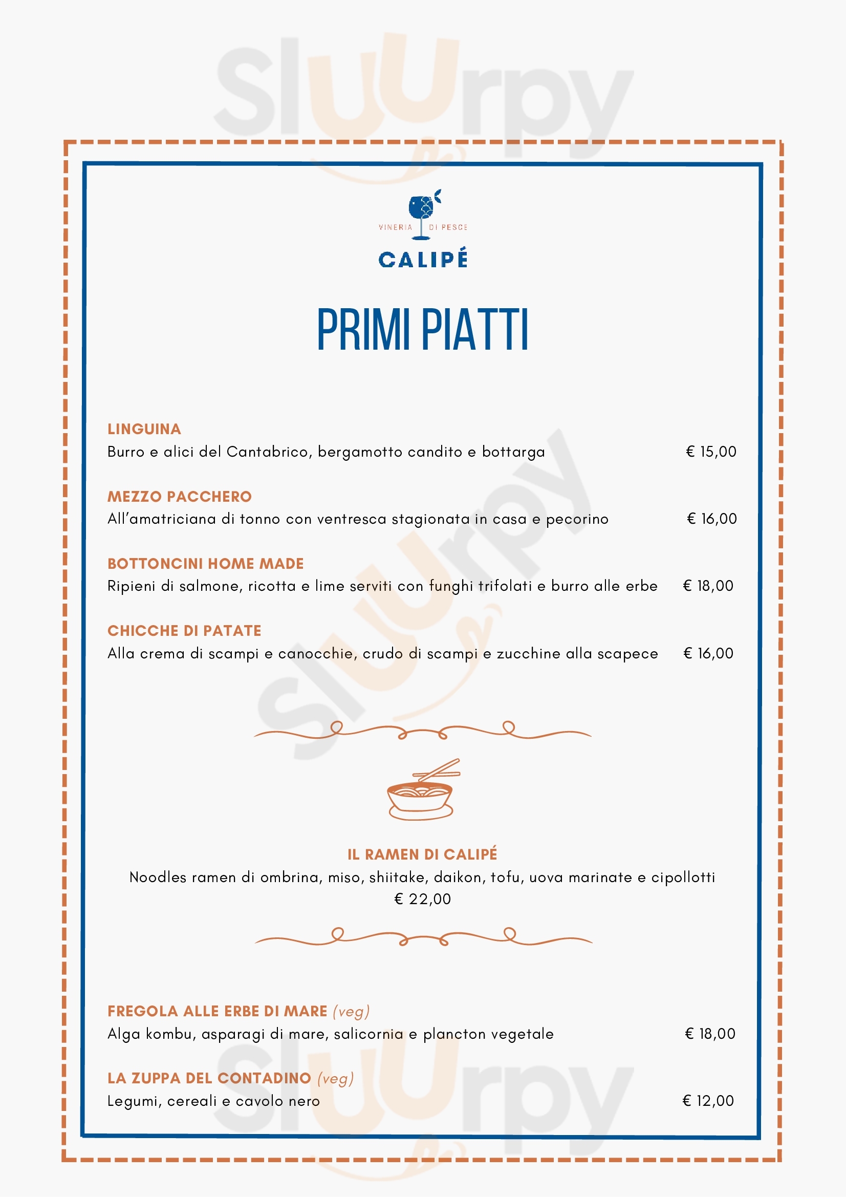 Calipé - Vineria di Pesce Roma menù 1 pagina