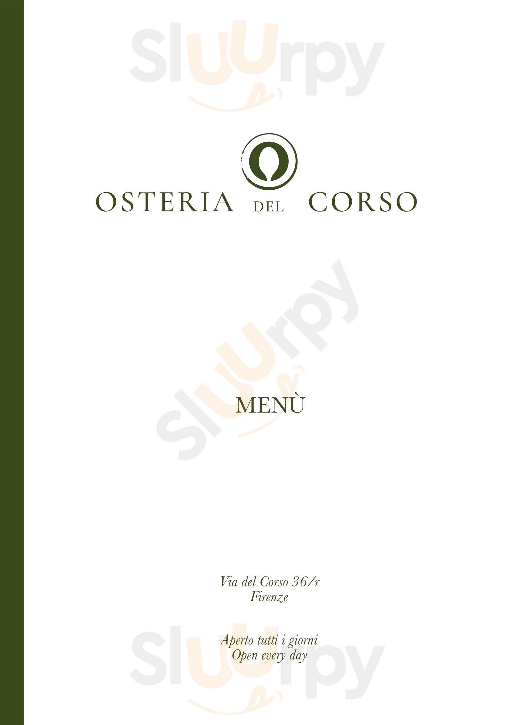 Osteria Del Corso Firenze menù 1 pagina