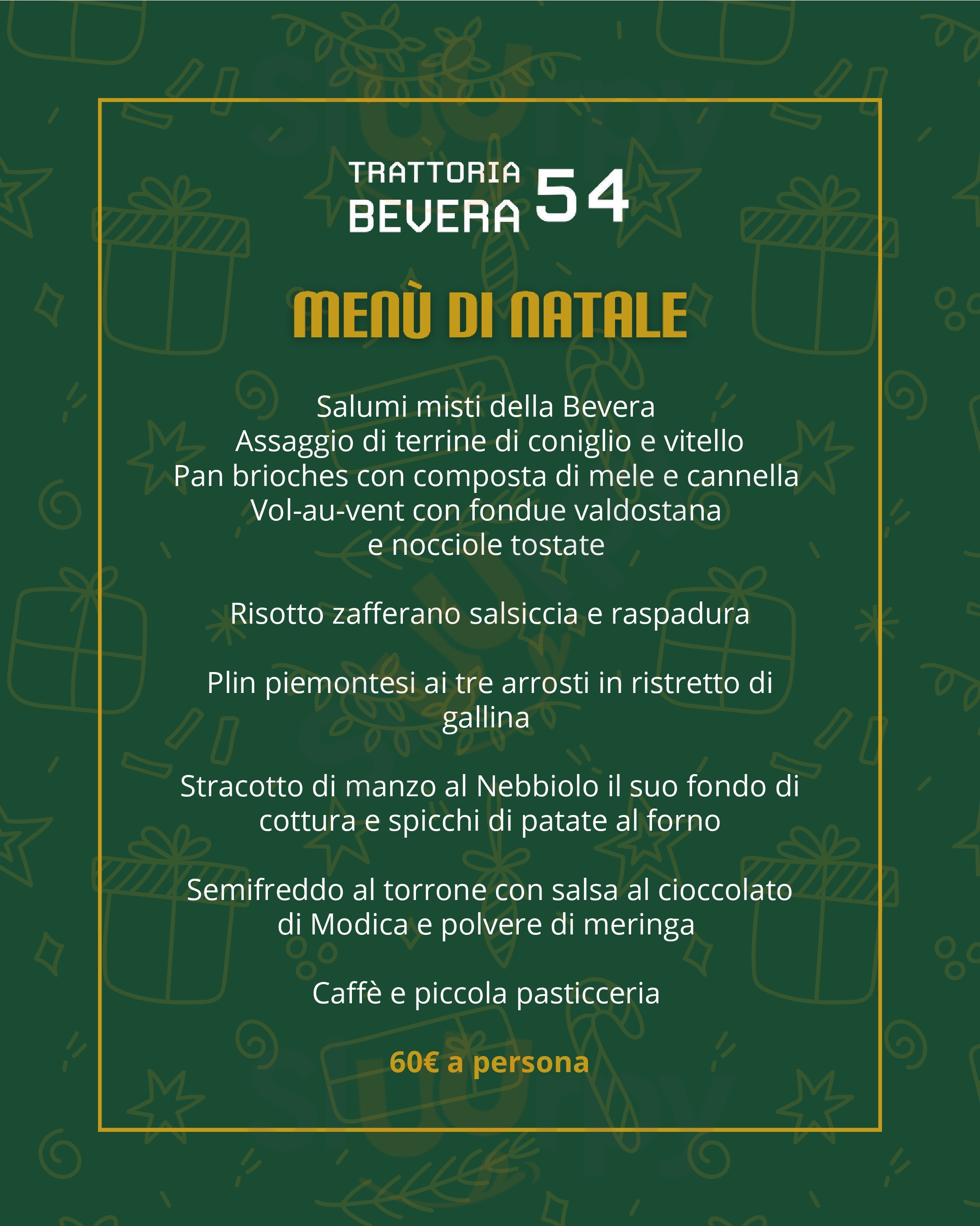 Trattoria Bevera 54 Viggiu menù 1 pagina