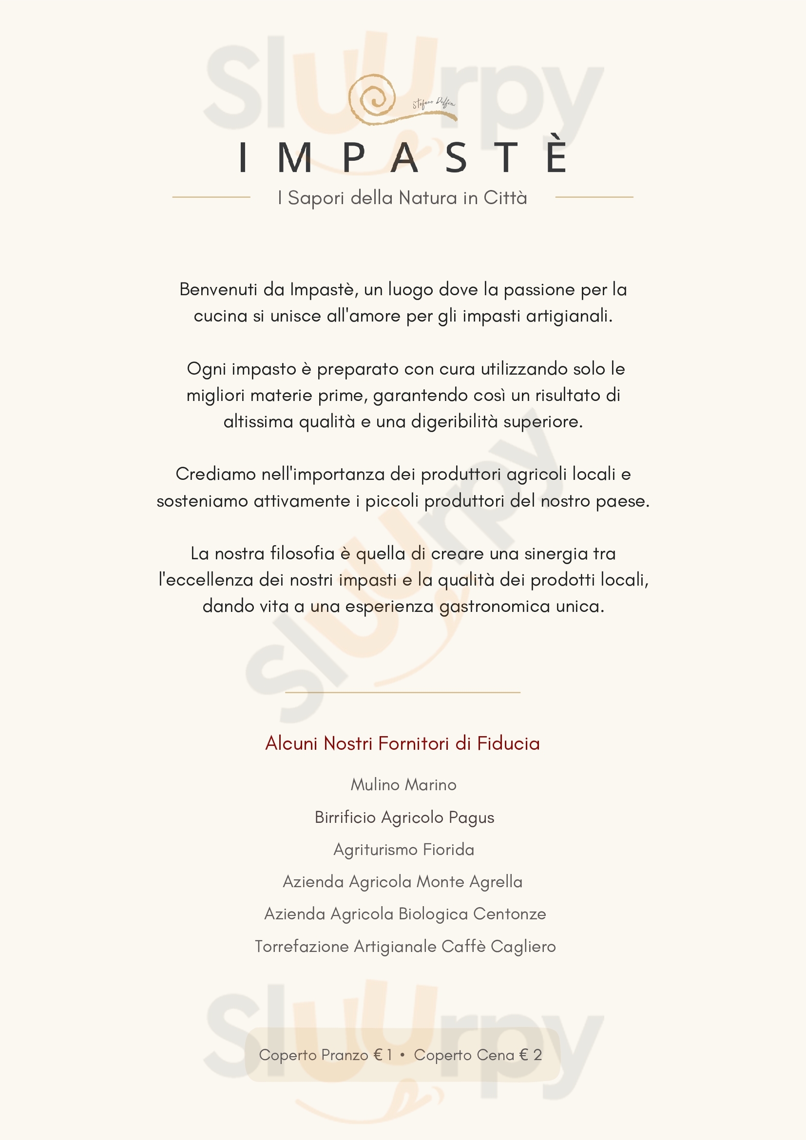Impastè Milano menù 1 pagina