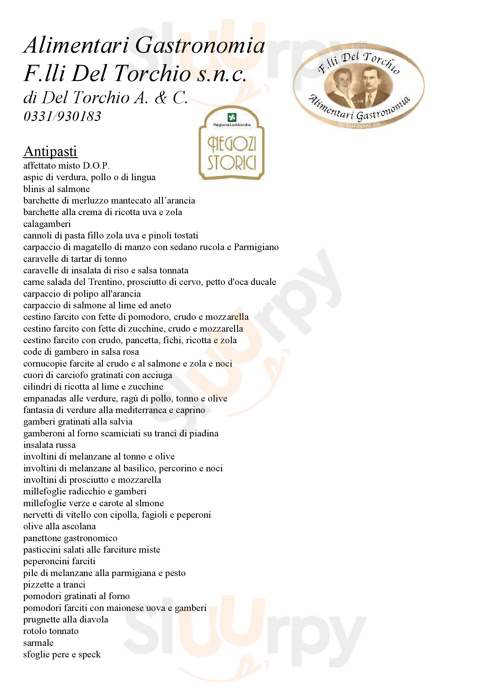 Del Torchio Al Tavolo Angera menù 1 pagina