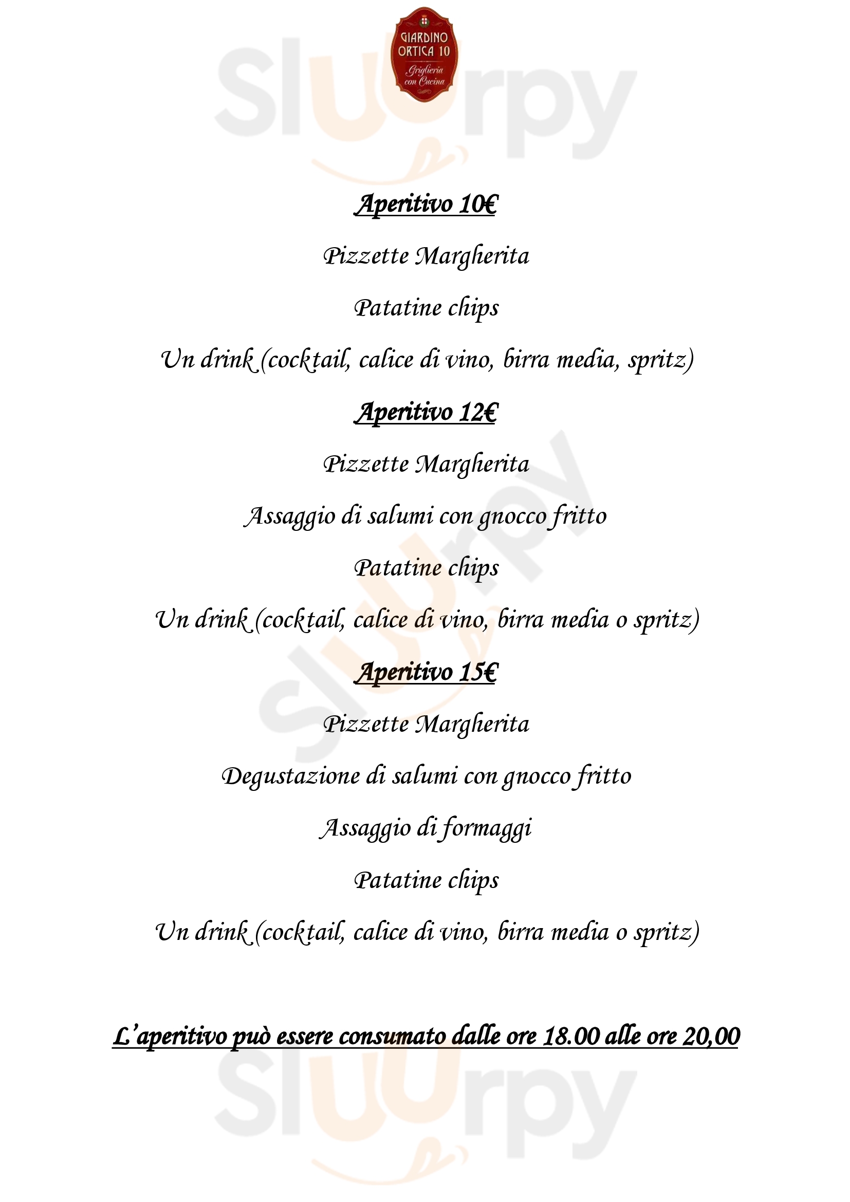 Giardino Ortica 10 Milano menù 1 pagina