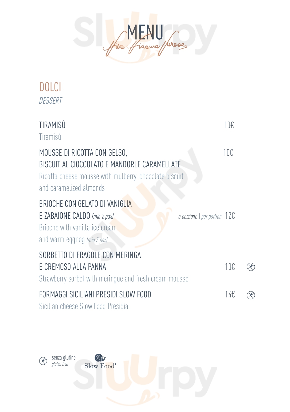 Viva Il Bistrot Noto menù 1 pagina