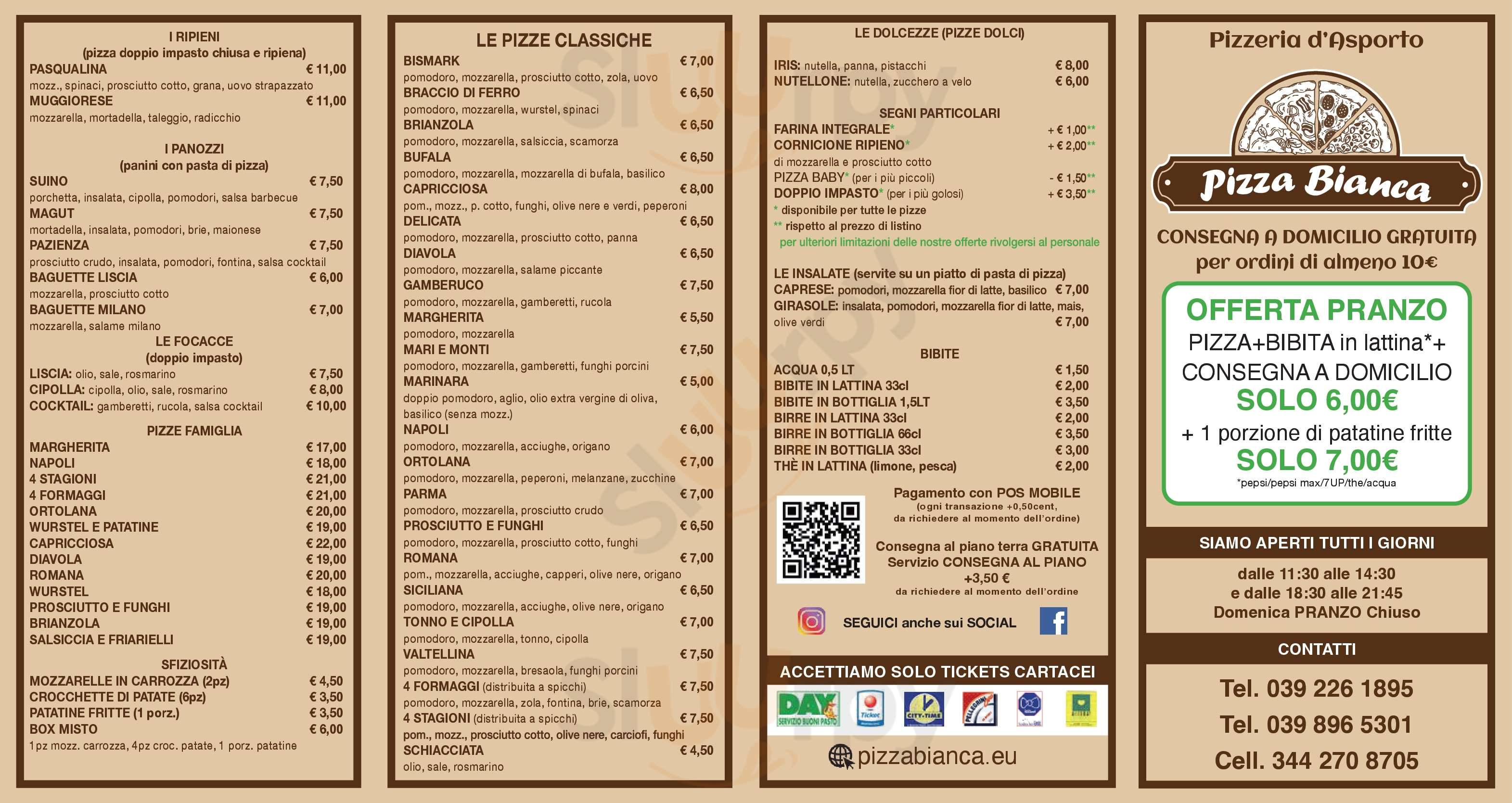 Pizza Bianca Muggio menù 1 pagina