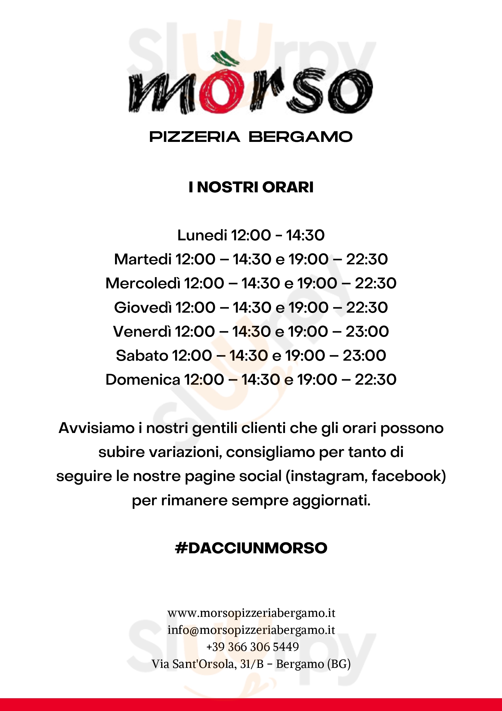 Sant'orsola pizzeria Bergamo menù 1 pagina