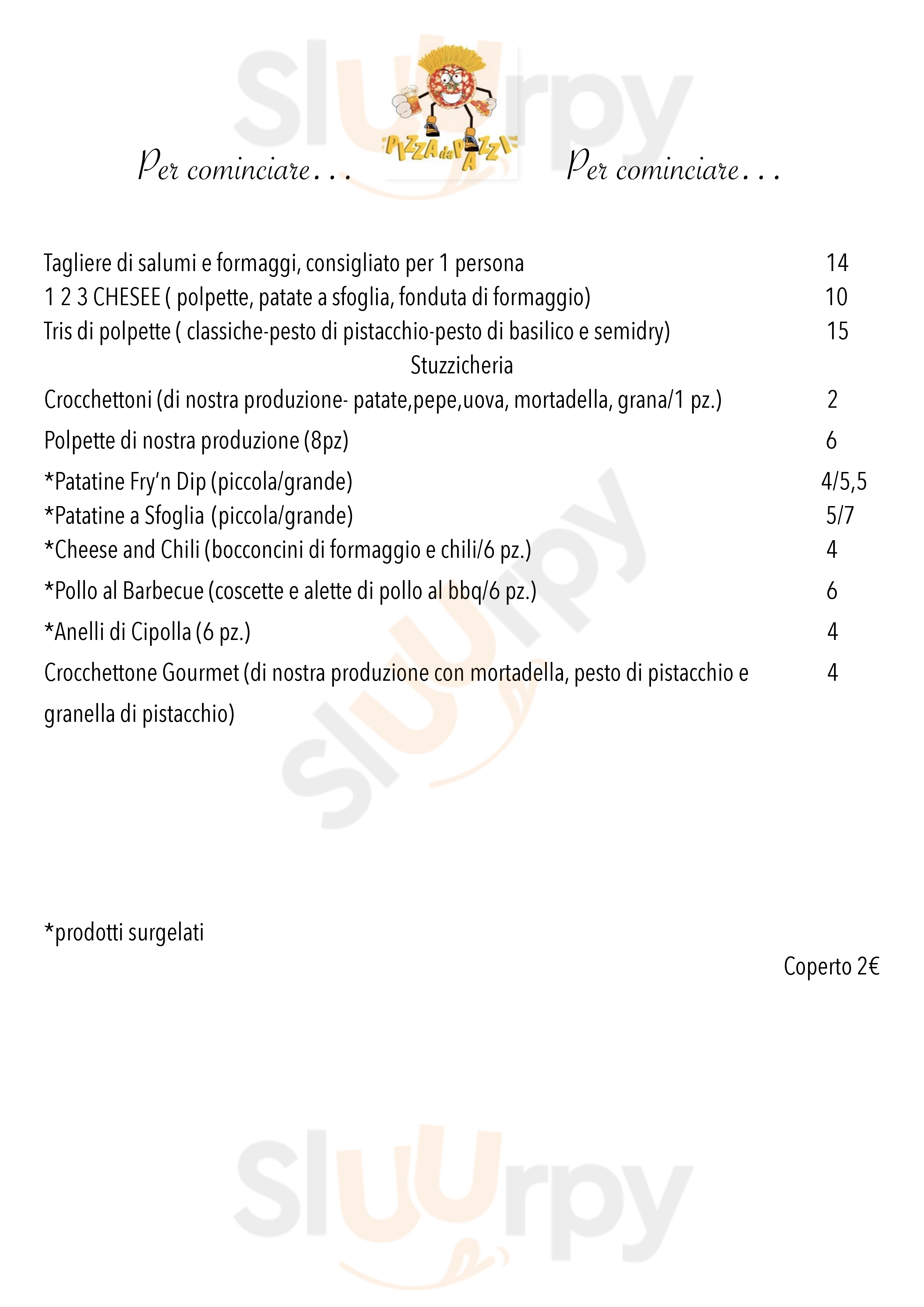 Pizza da Pazzi Taranto menù 1 pagina