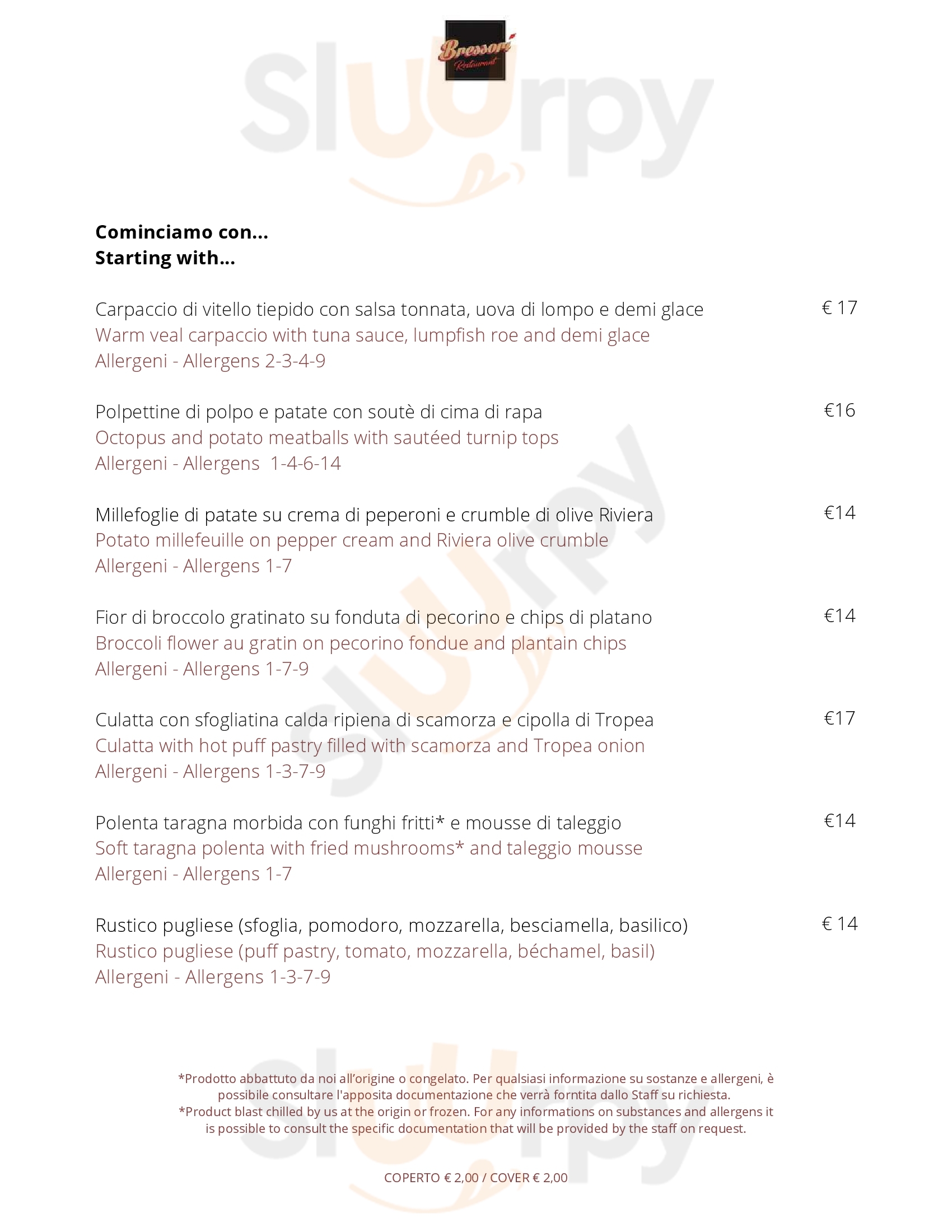 Neo Bresso menù 1 pagina