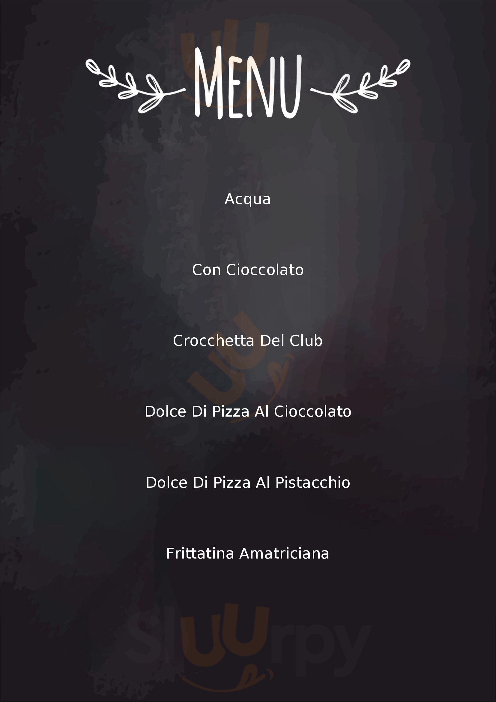 KLU Pizza Club Roma menù 1 pagina