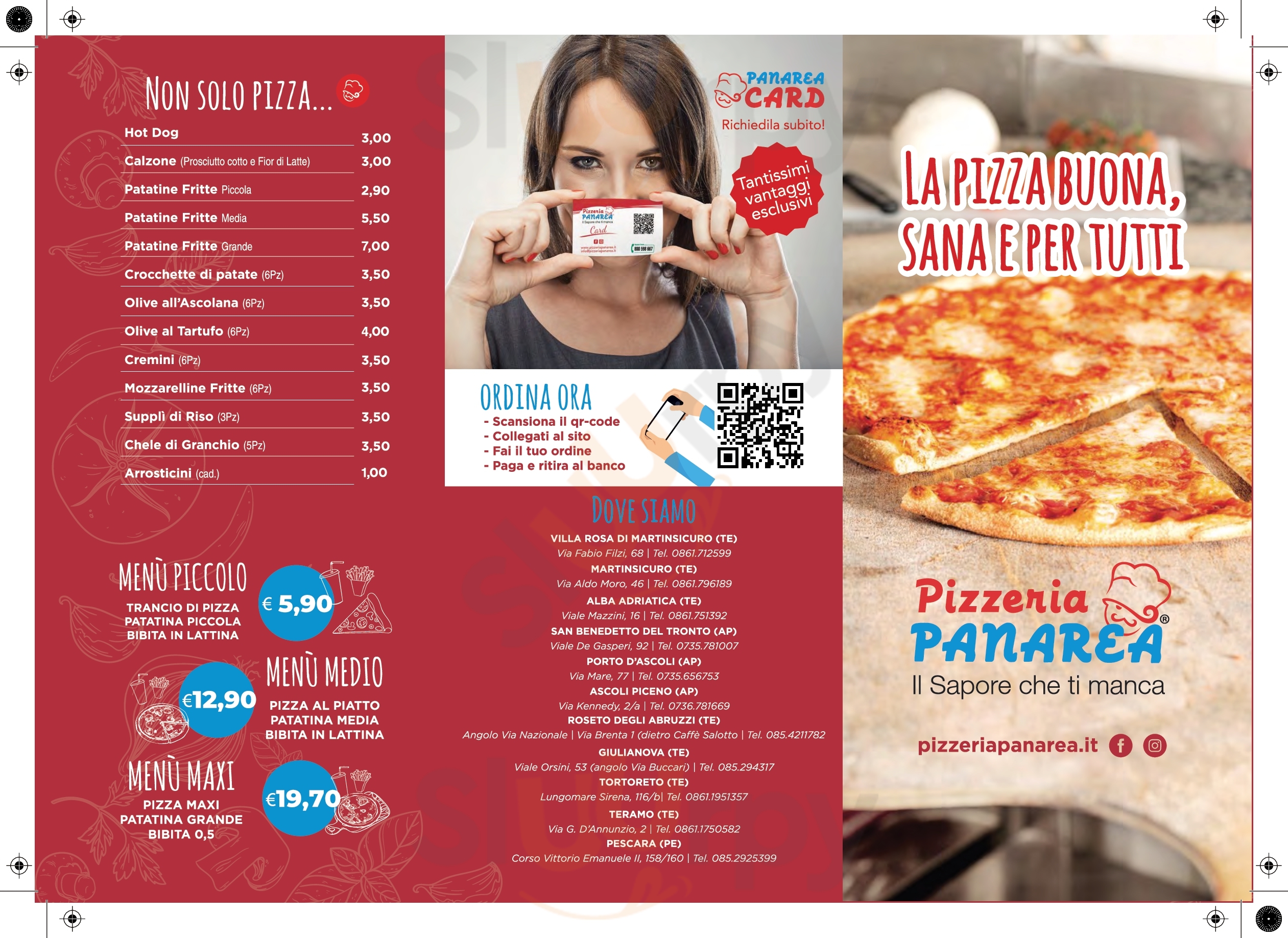 Pizzeria Panarea Villa Rosa di Martinsicuro menù 1 pagina