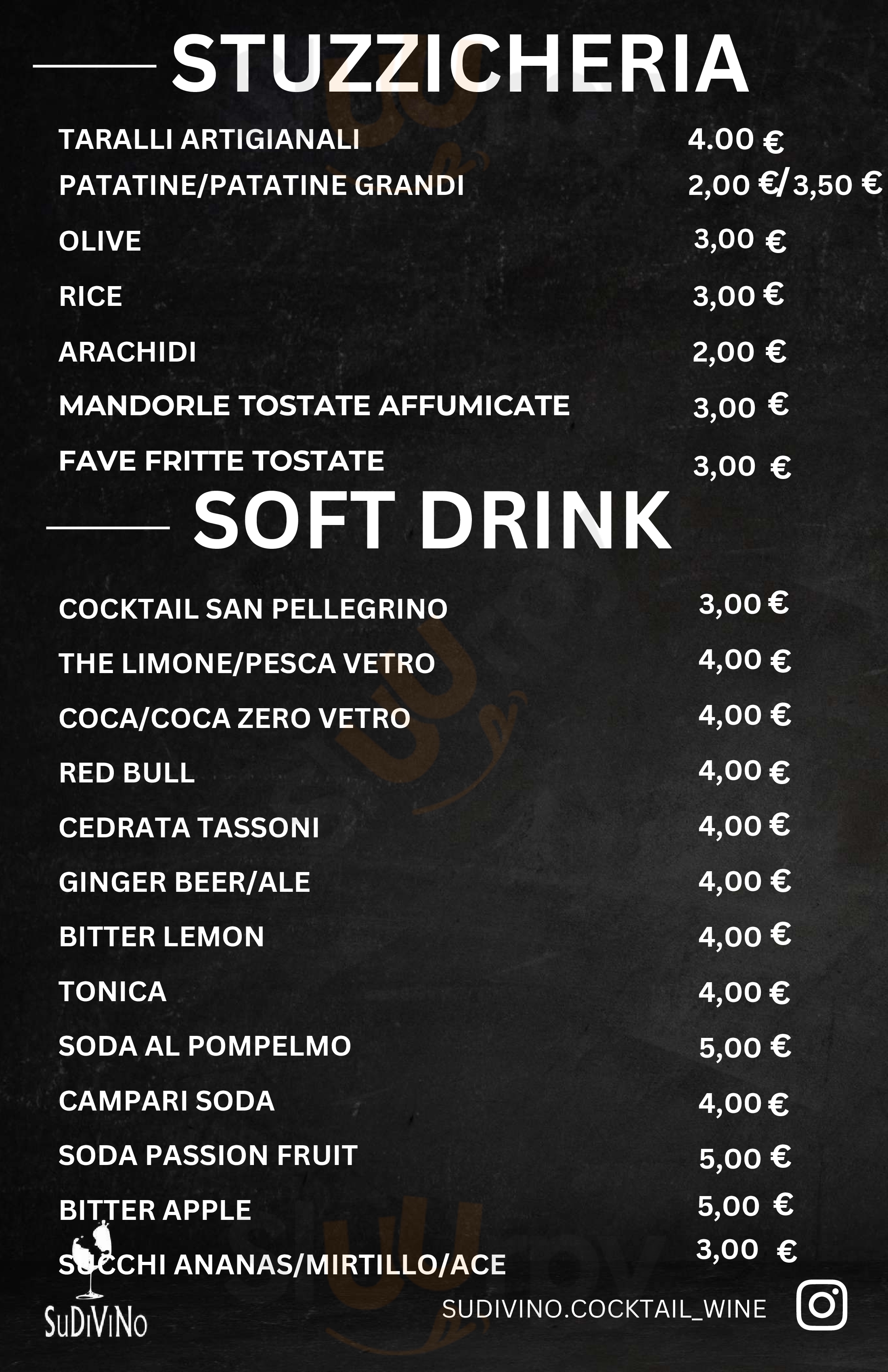 Sudivino Cocktail&wine Corato menù 1 pagina