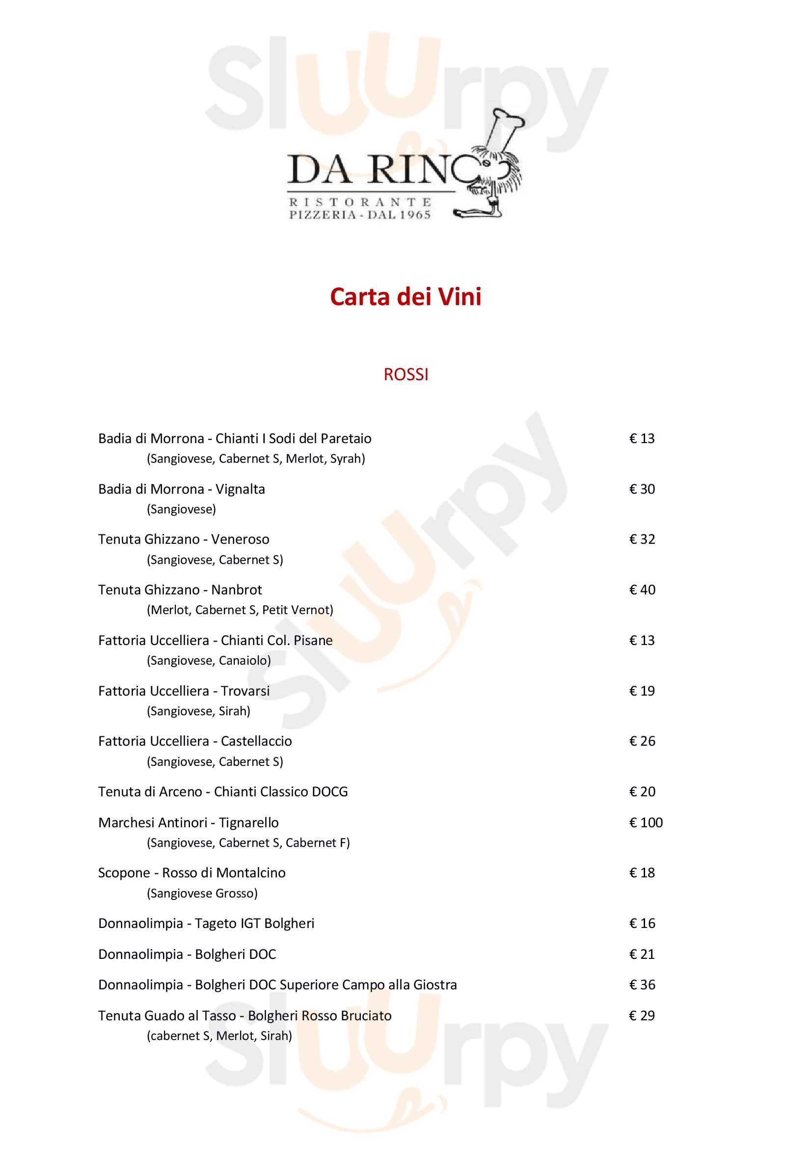 Ristorante Da Rino Ponte d'Oro menù 1 pagina